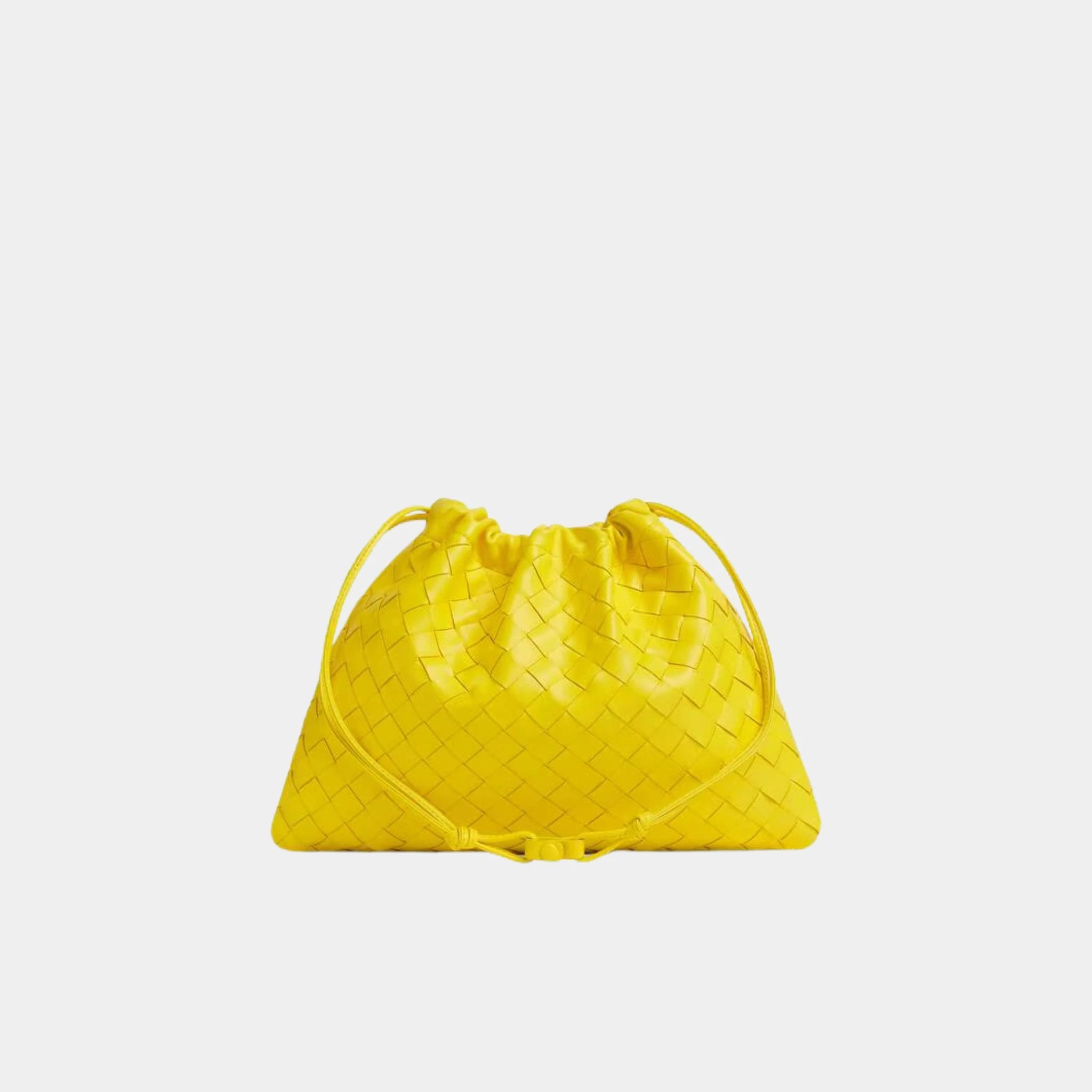 Bottega Veneta Dustbag Intrecciato Calf Leather With Loop Attachment, Sulfur, Back