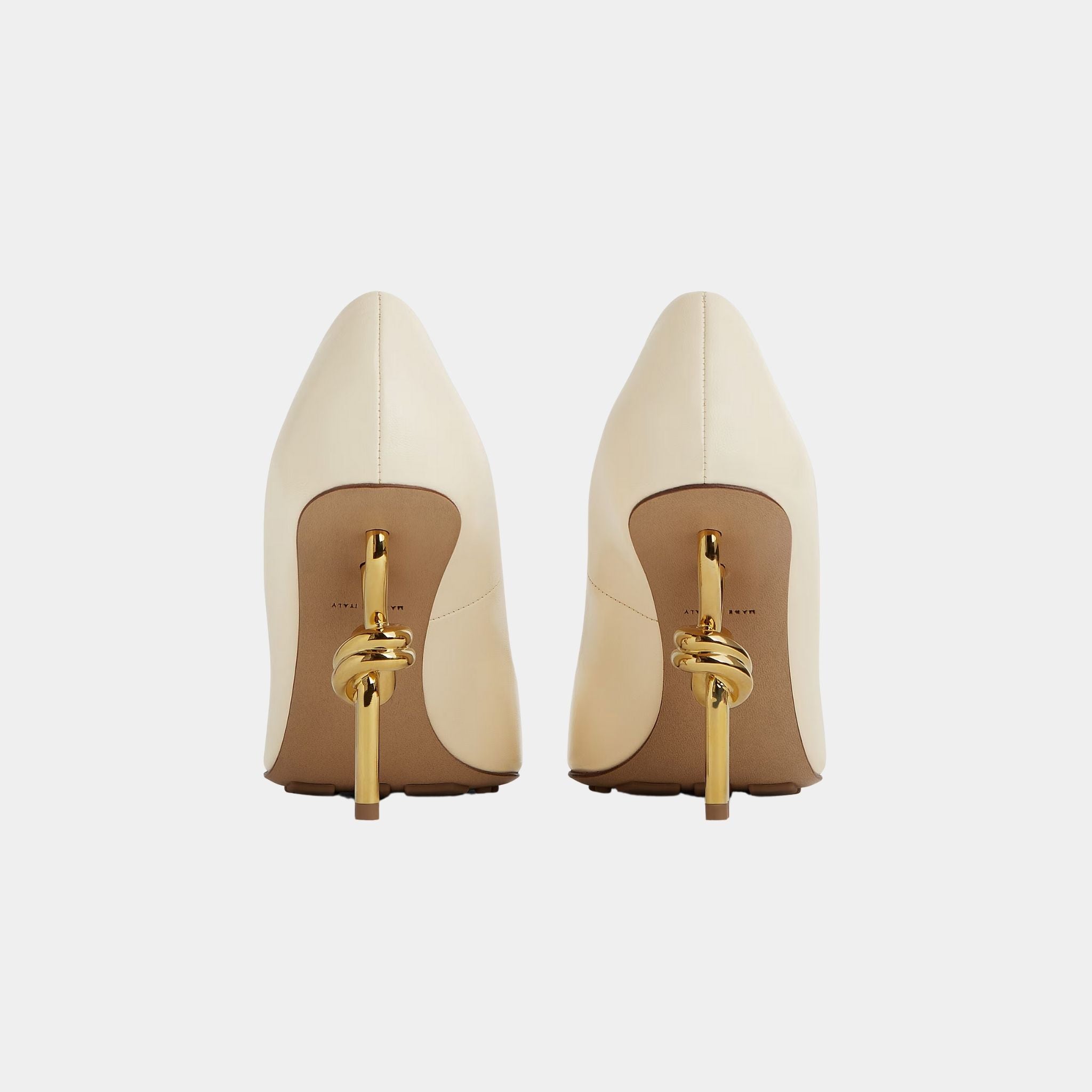 Bottega Veneta Knot High Heel Pump in Soft Lambskin, White, Back