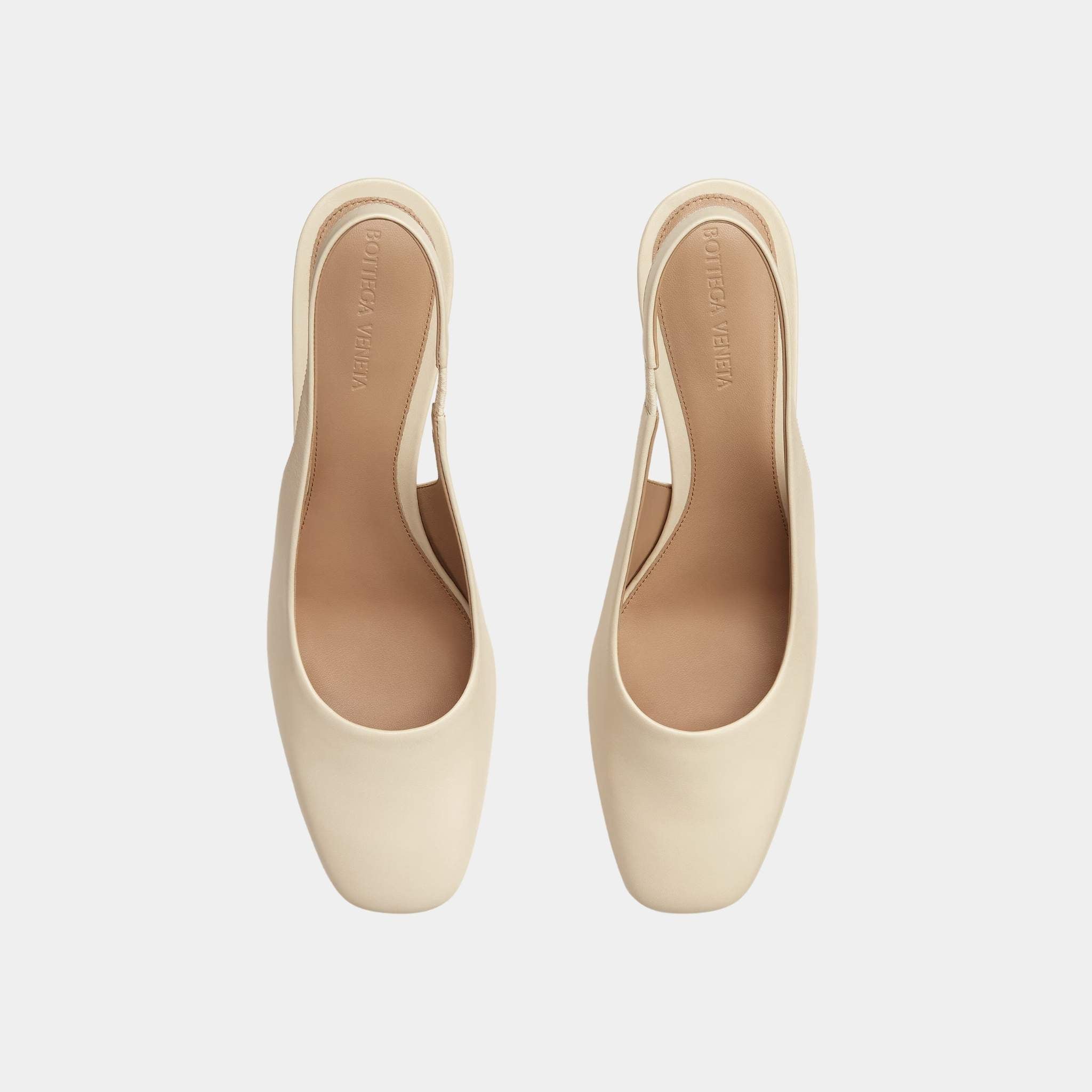 Bottega Veneta Knot Leather Slingback Pump Mid Heel, Sea Salt, Top