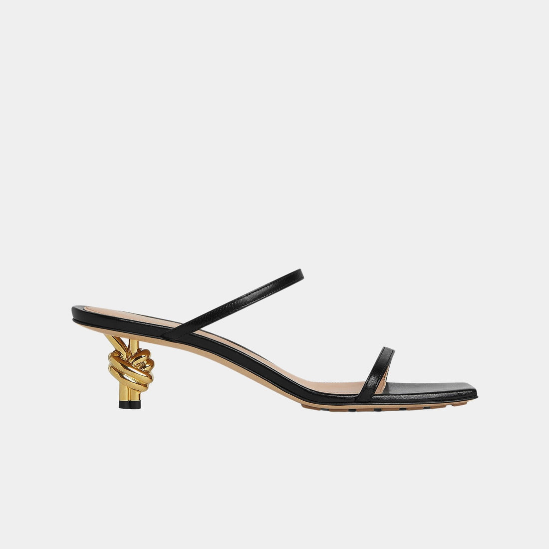 Bottega Veneta Knot Strap Mid Heel Mule, Black, Side