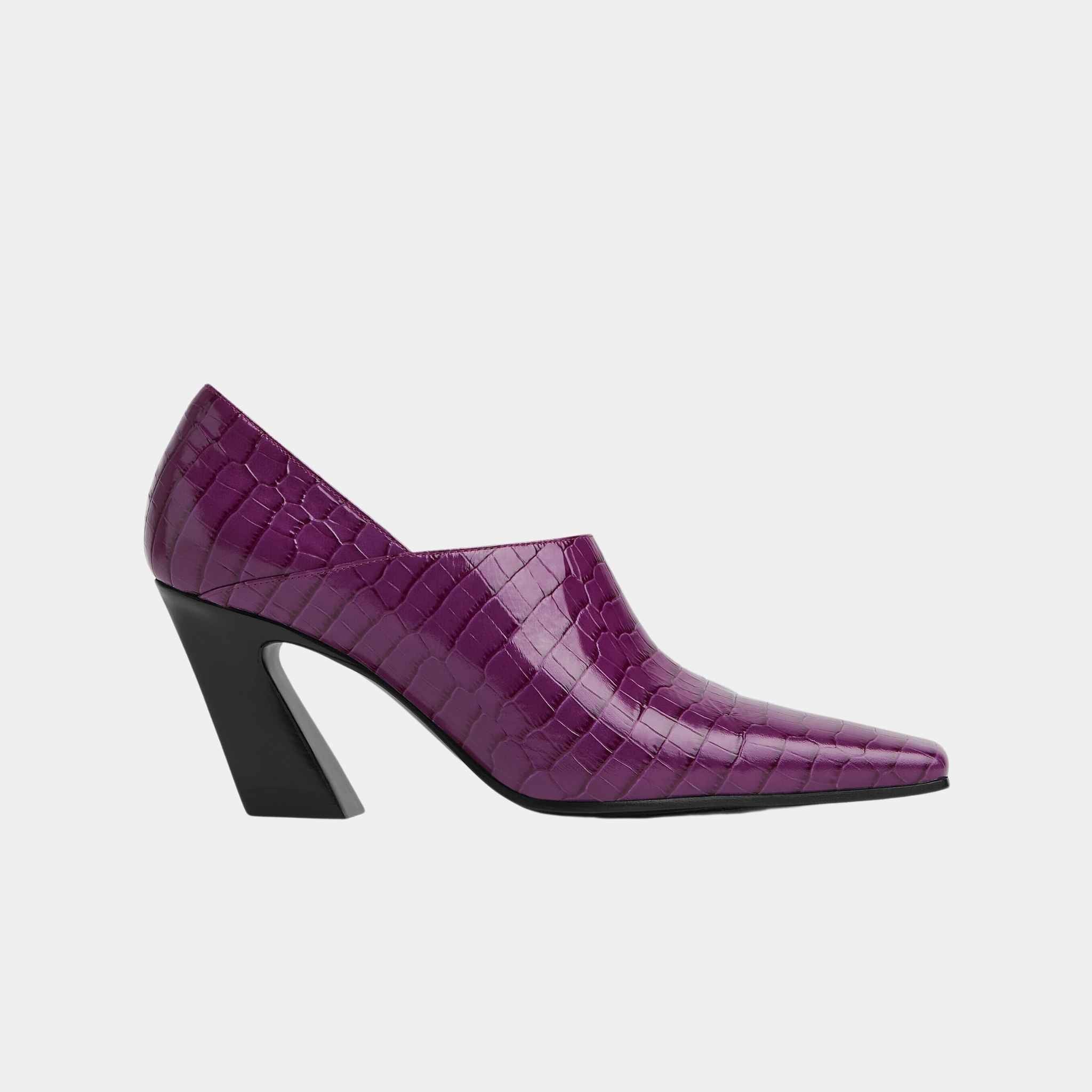 Bottega Veneta Lewis Pump Crocodile Effect Leather, Beetroot, Side