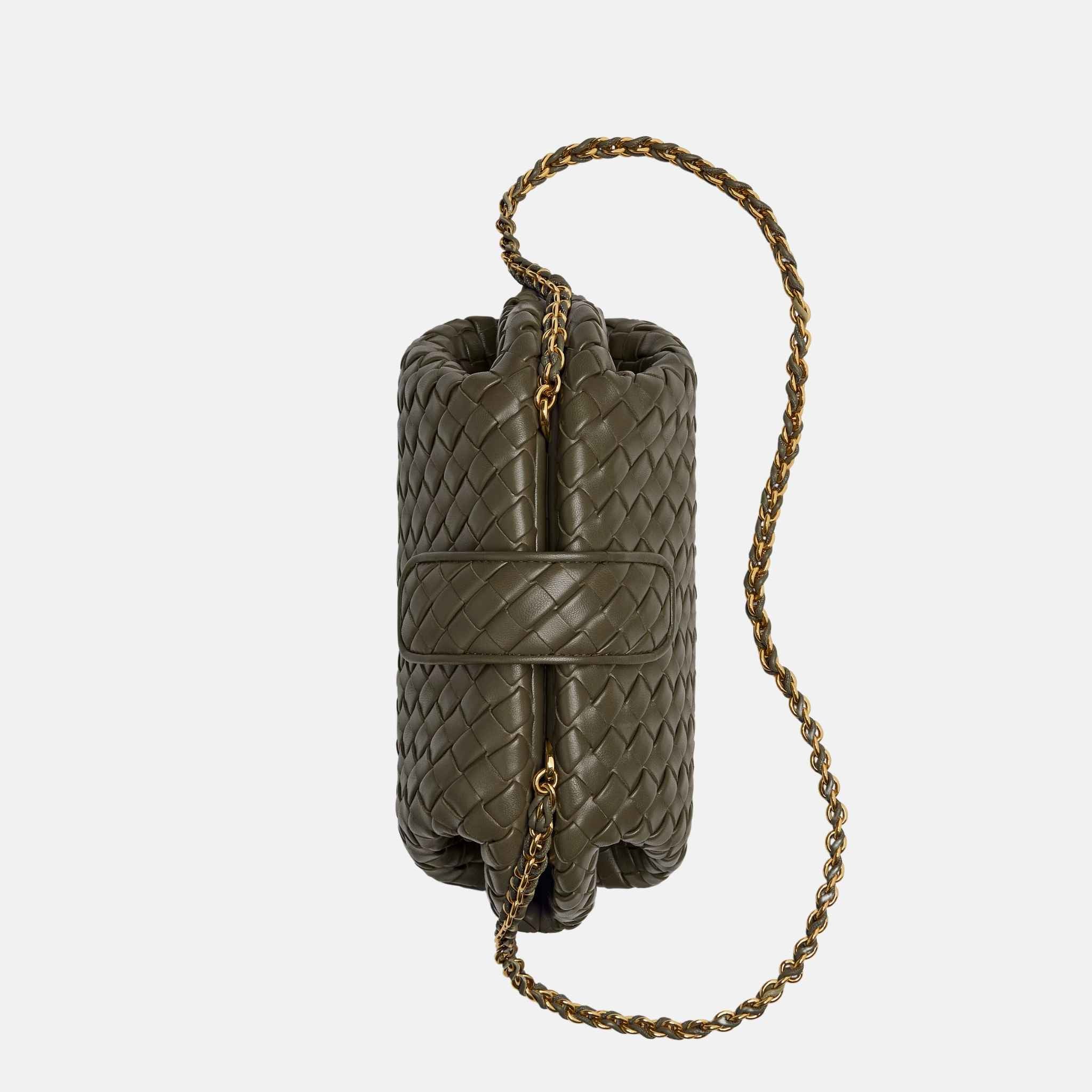 Bottega Veneta Small Lauren 1980 Clutch In Padded Intrecciato Leather, Cypress, Inside