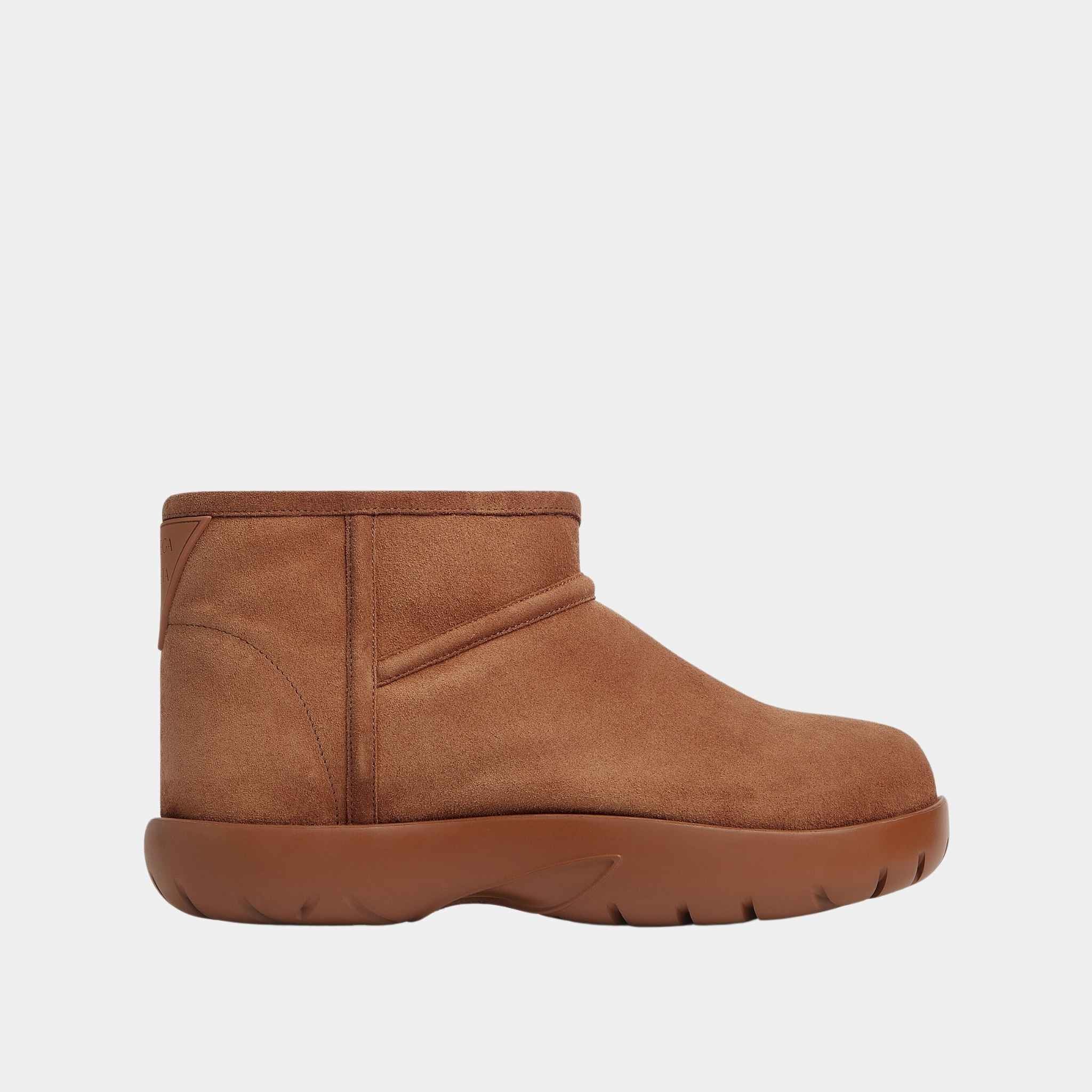 Bottega Veneta Snap Mini Ankle Boot Suede, Caramel, Side