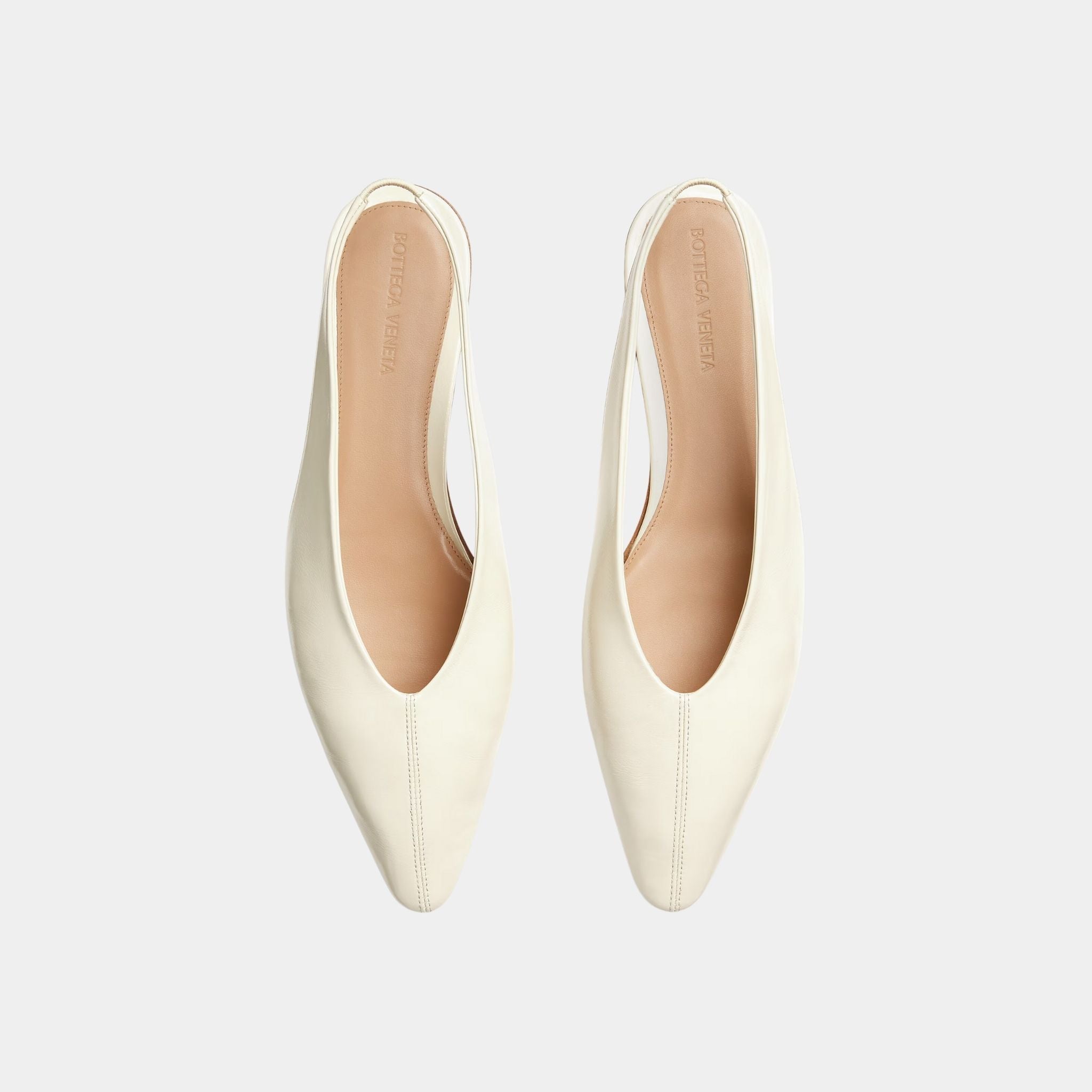 Bottega Veneta Sofia Slingback Ballerina Supple construction Shiny Calfskin, Sea Salt, Top