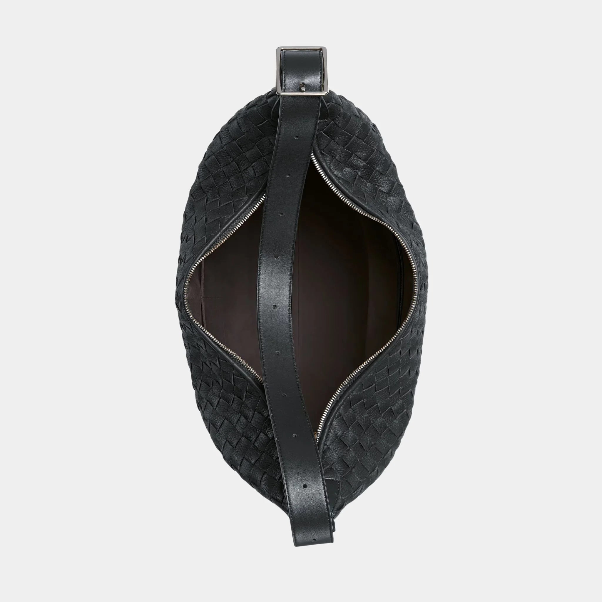 Bottega Veneta Traveler Hobo bag In Intrecciato Deer Skin, Ardoise, Top