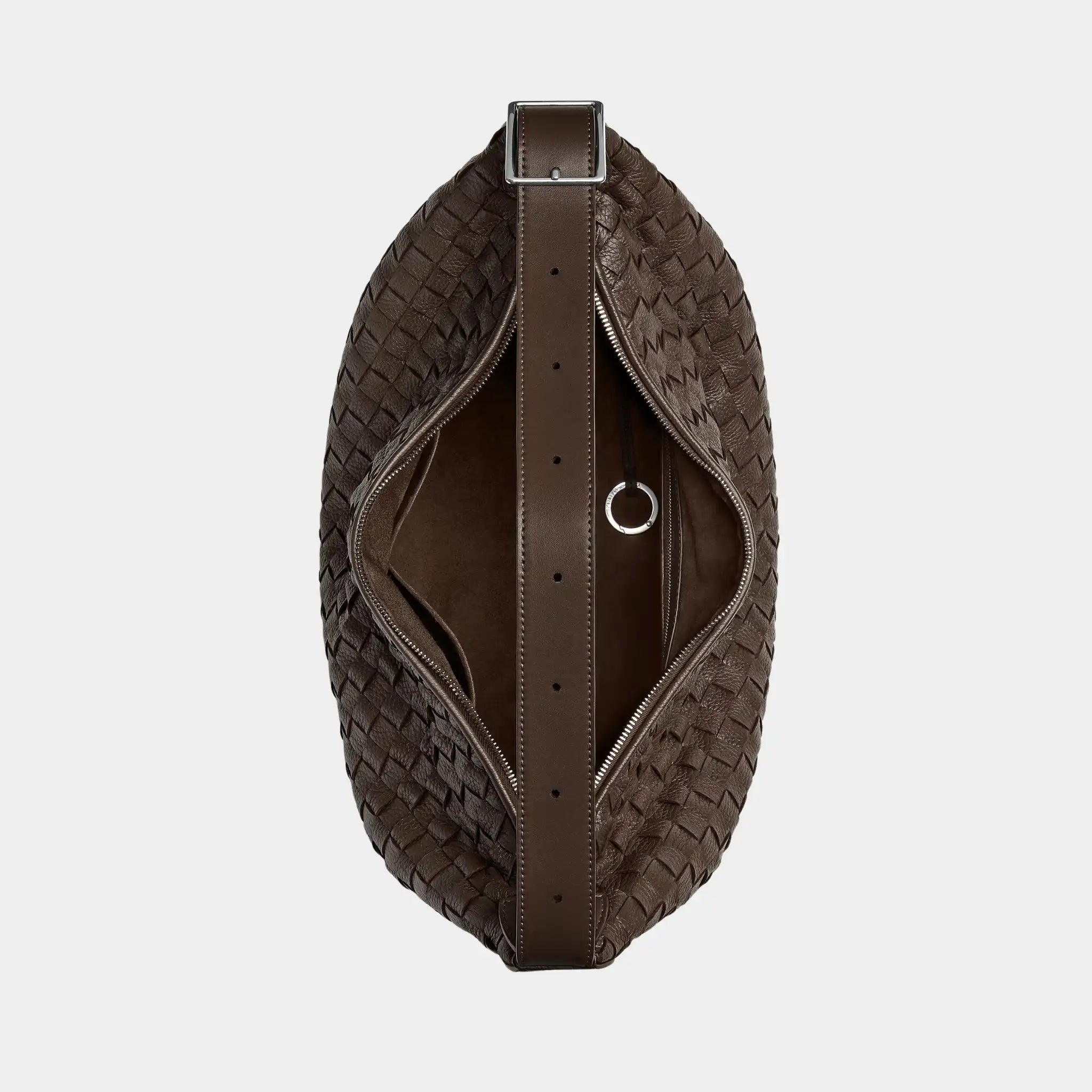 Bottega Veneta Traveler Hobo bag In Intrecciato Deer Skin, Old Wood, Top