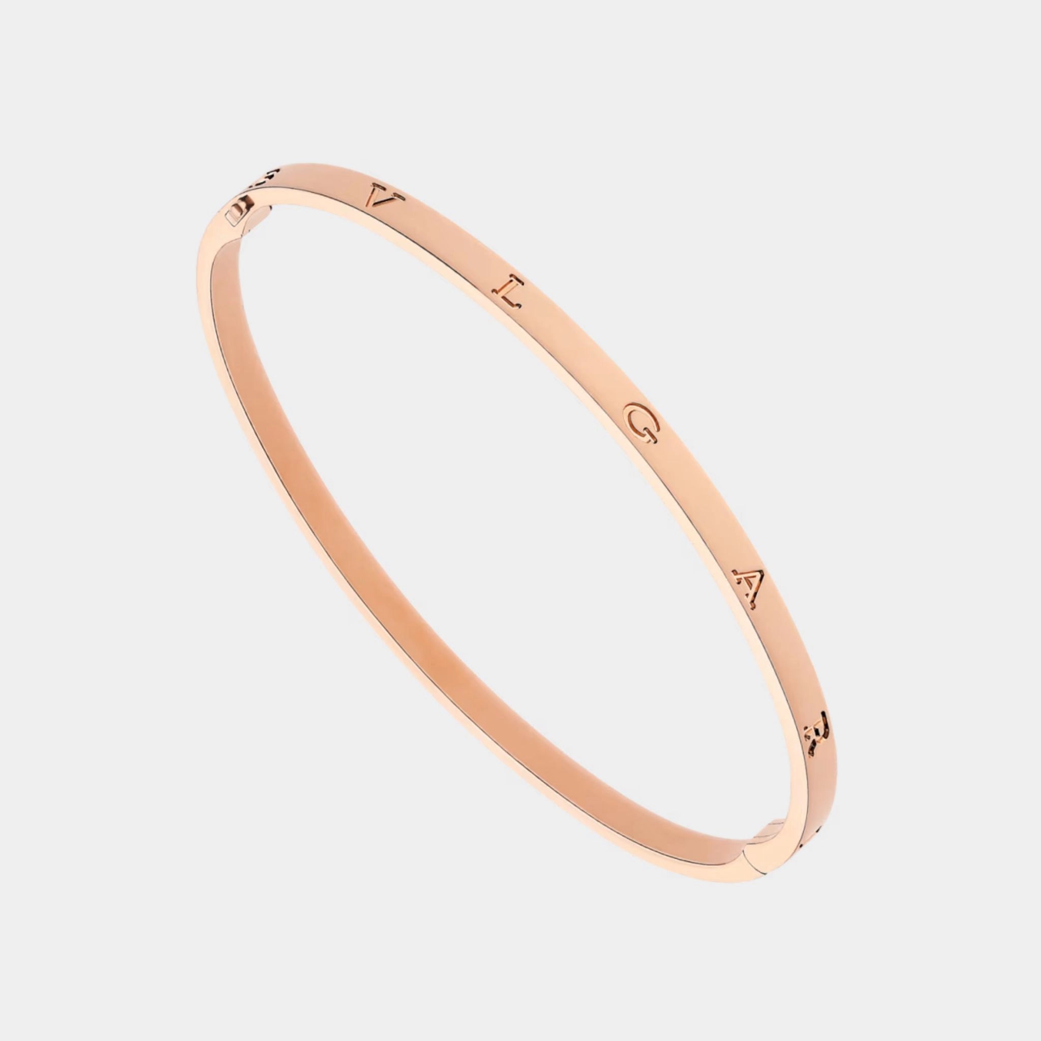 Bvlgari B.zero1 Essential Gold Bangle Bracelet, Rose Gold, Front