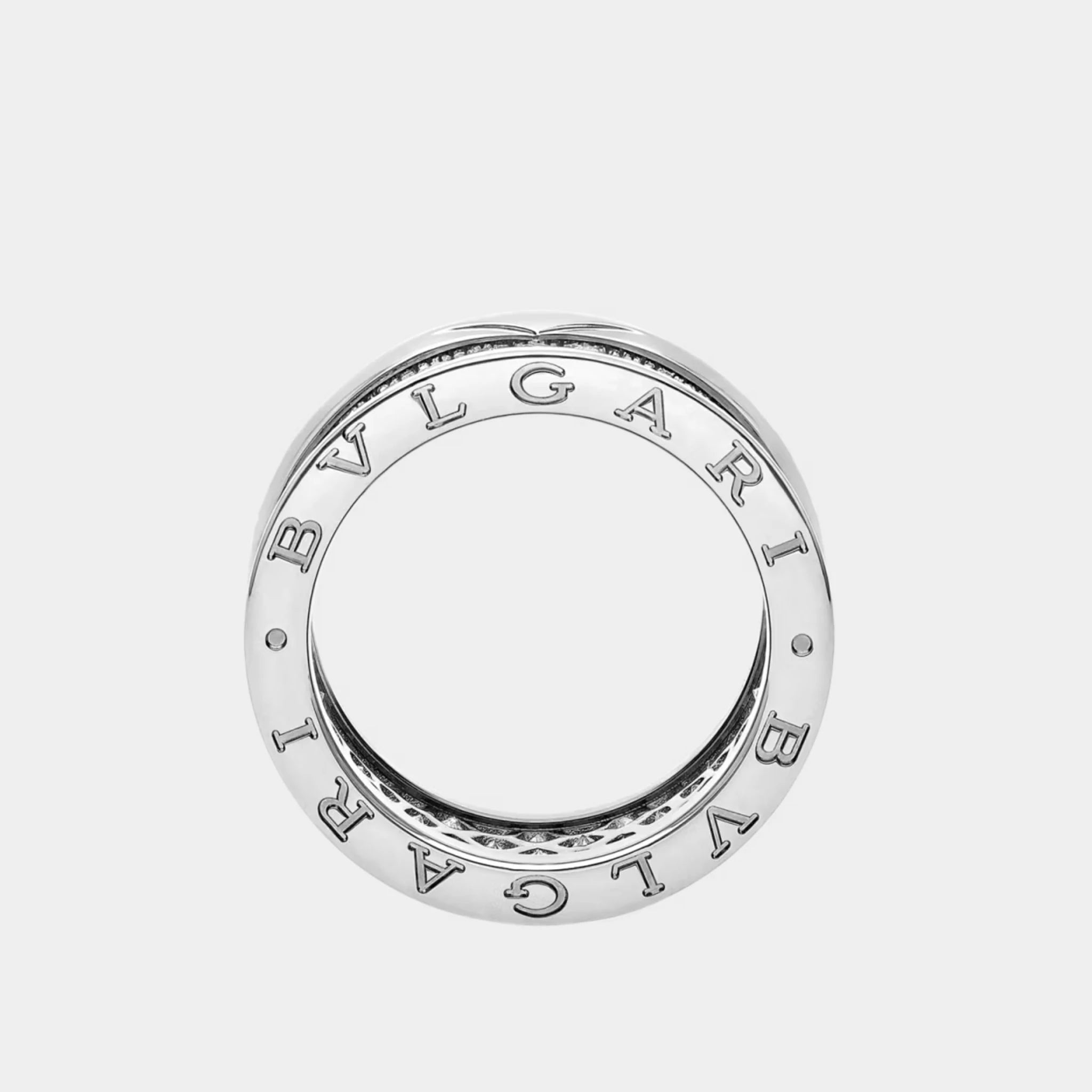 Bvlgari B.zero1 Gold Ring pave Diamonds on the Spiral, White Gold, Side