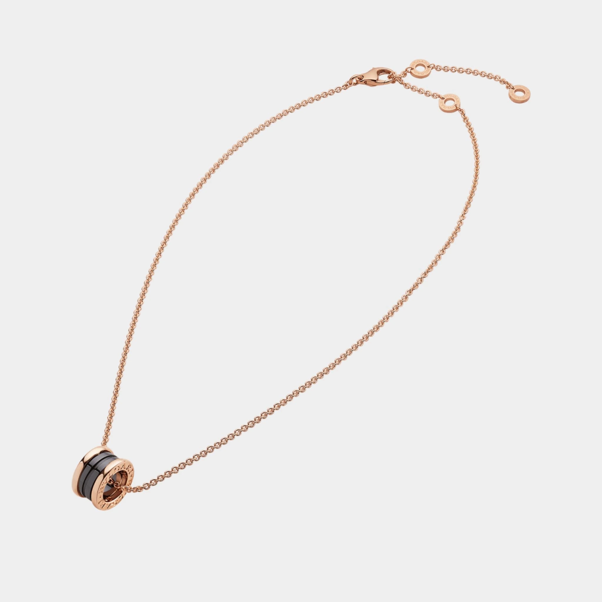 Bvlgari B.zero1 Rose Gold & Black Ceramic Pendant Necklace , Far