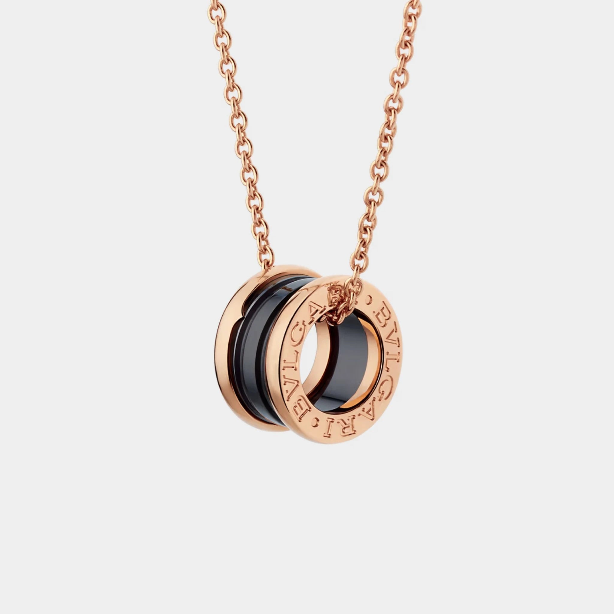 Bvlgari B.zero1 Rose Gold & Black Ceramic Pendant Necklace , Front