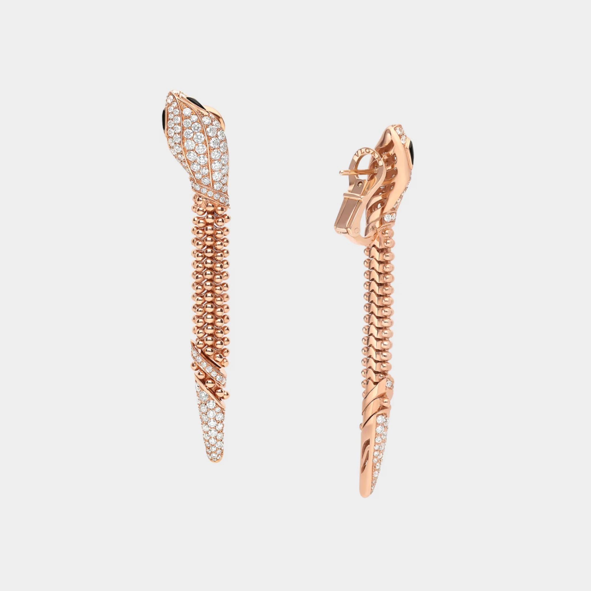 Bvlgari Serpenti Diamond Earrings , Rose Gold, Back