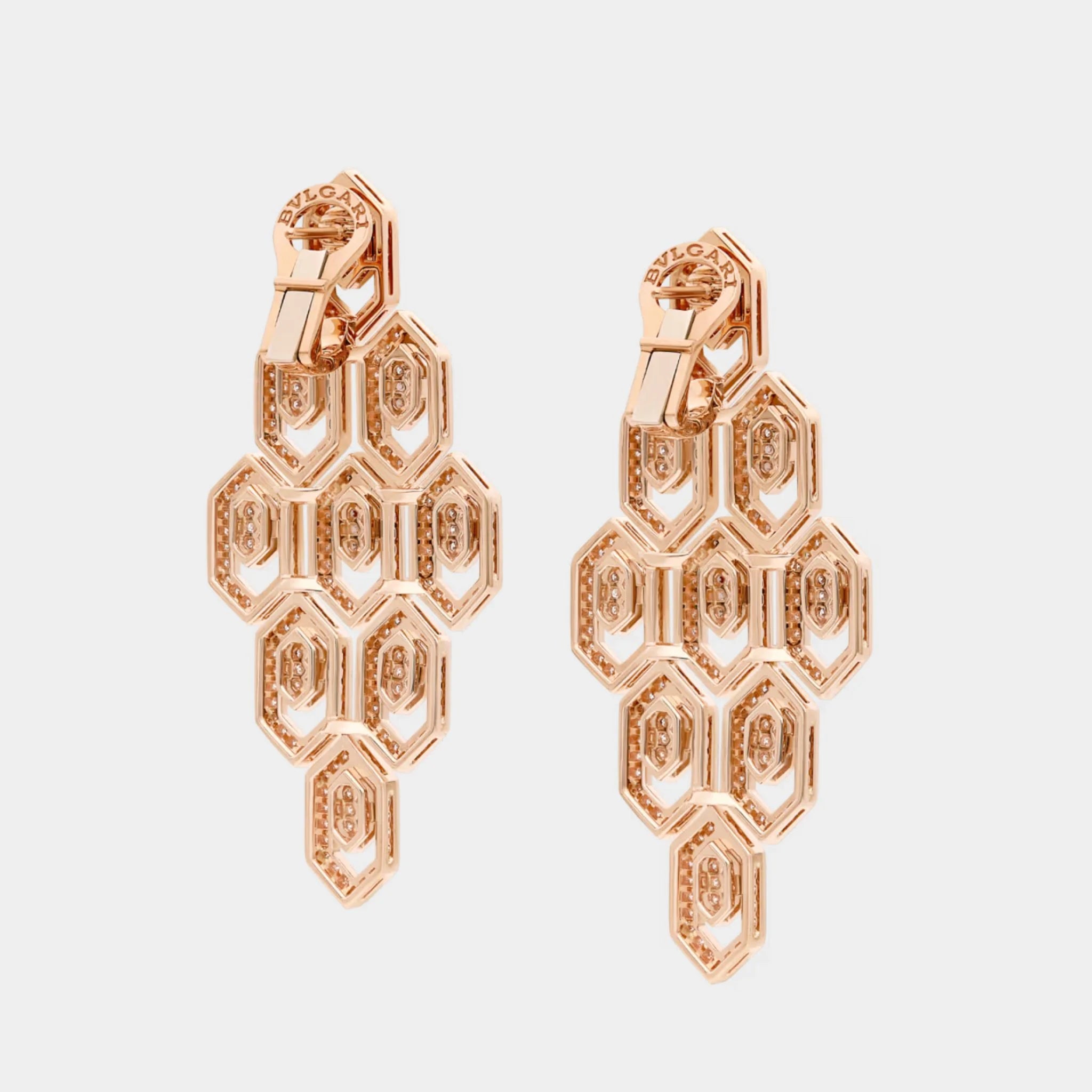 Serpenti rose gold diamond Earrings, Back