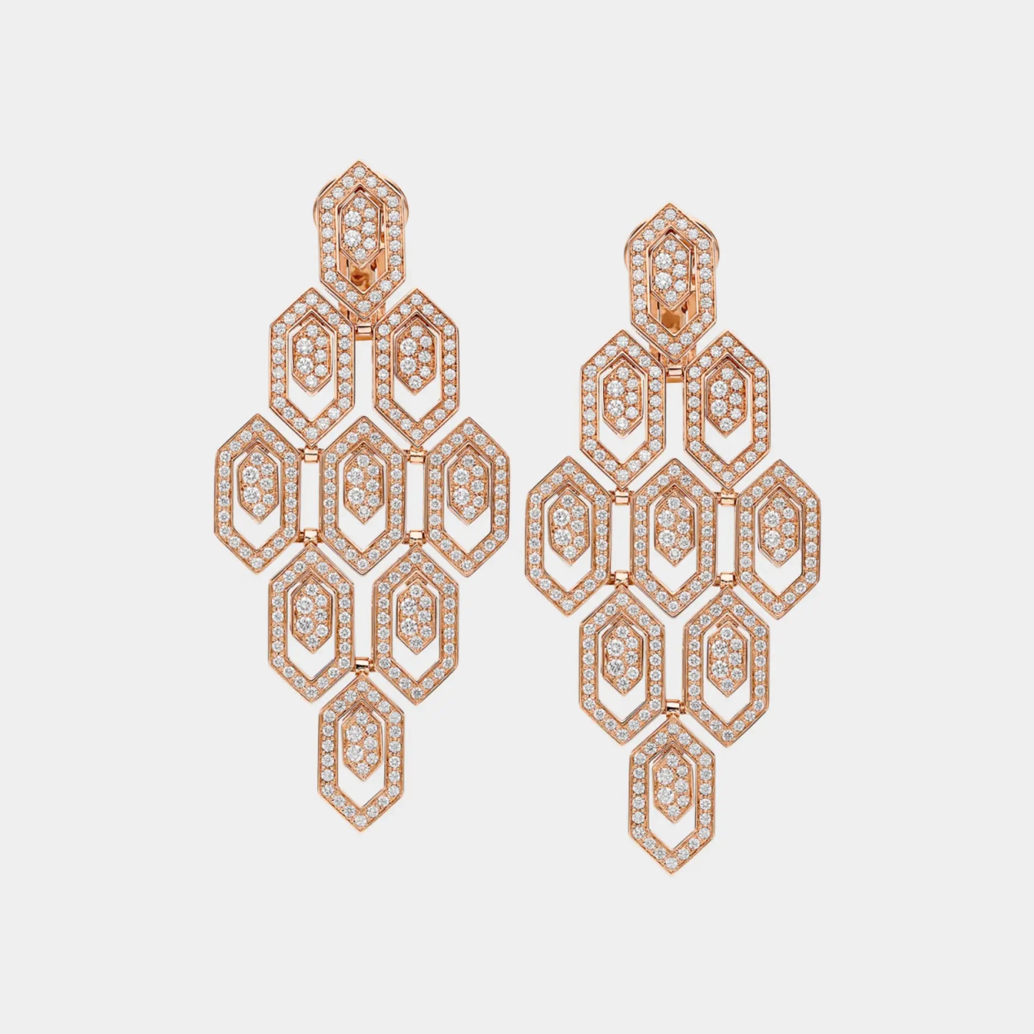 Serpenti rose gold diamond Earrings, Front