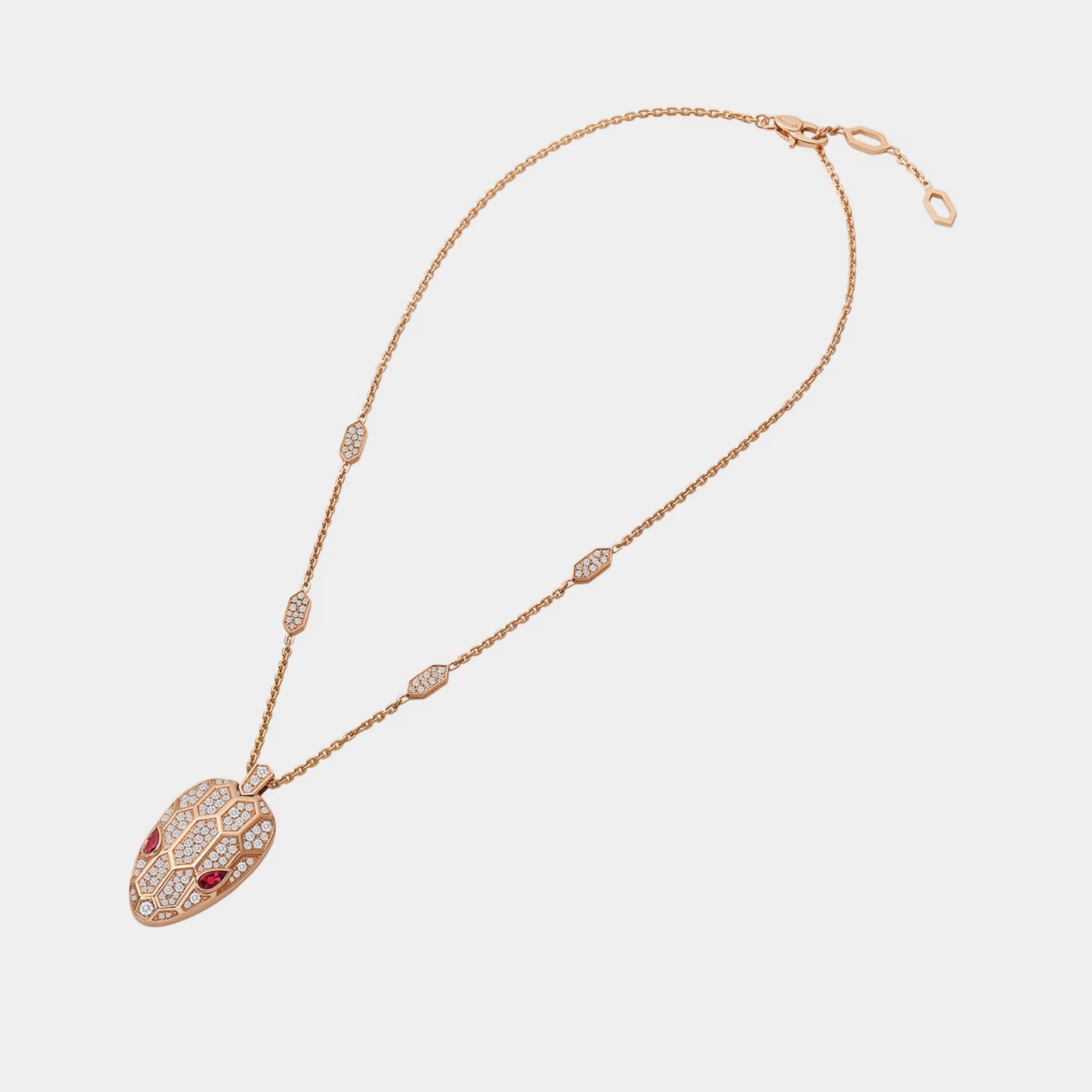Serpenti Rose Gold Necklace Rubellite