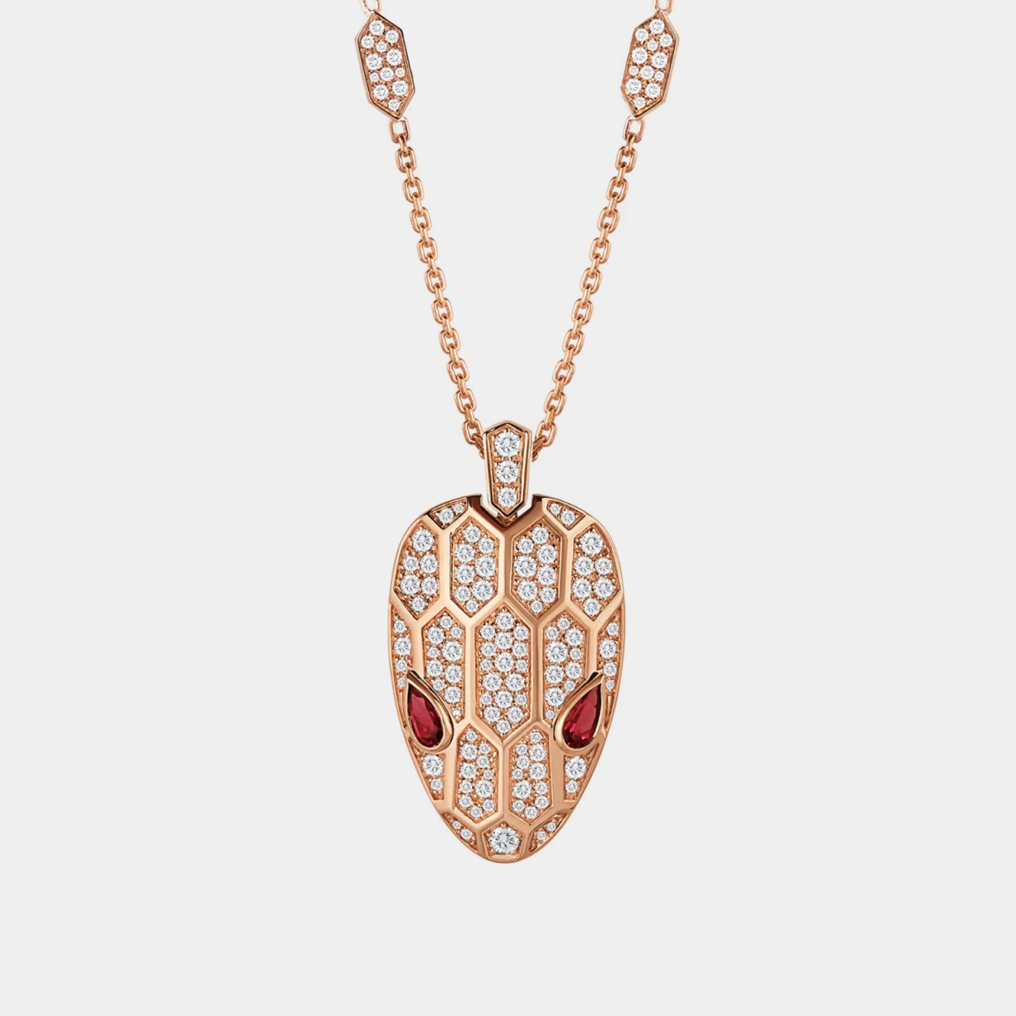 Serpenti Rose Gold Necklace Rubellite