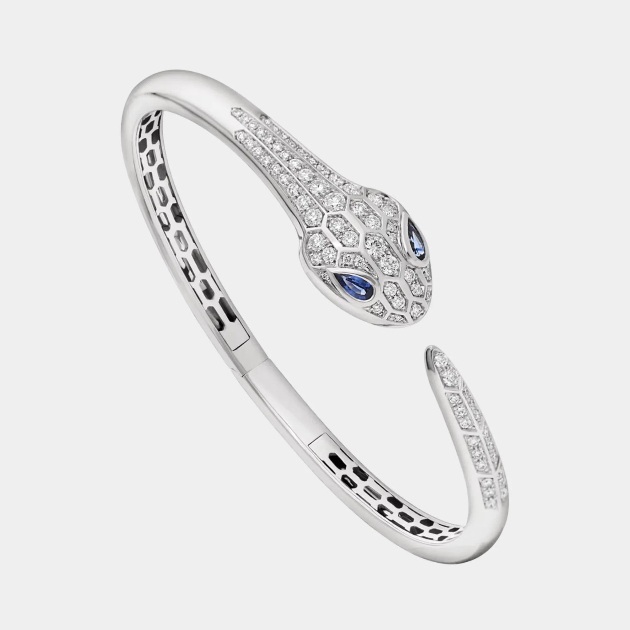 Bvlgari Serpenti Seduttori Bracelet with Blue Sapphire & Diamonds, White Gold, Side