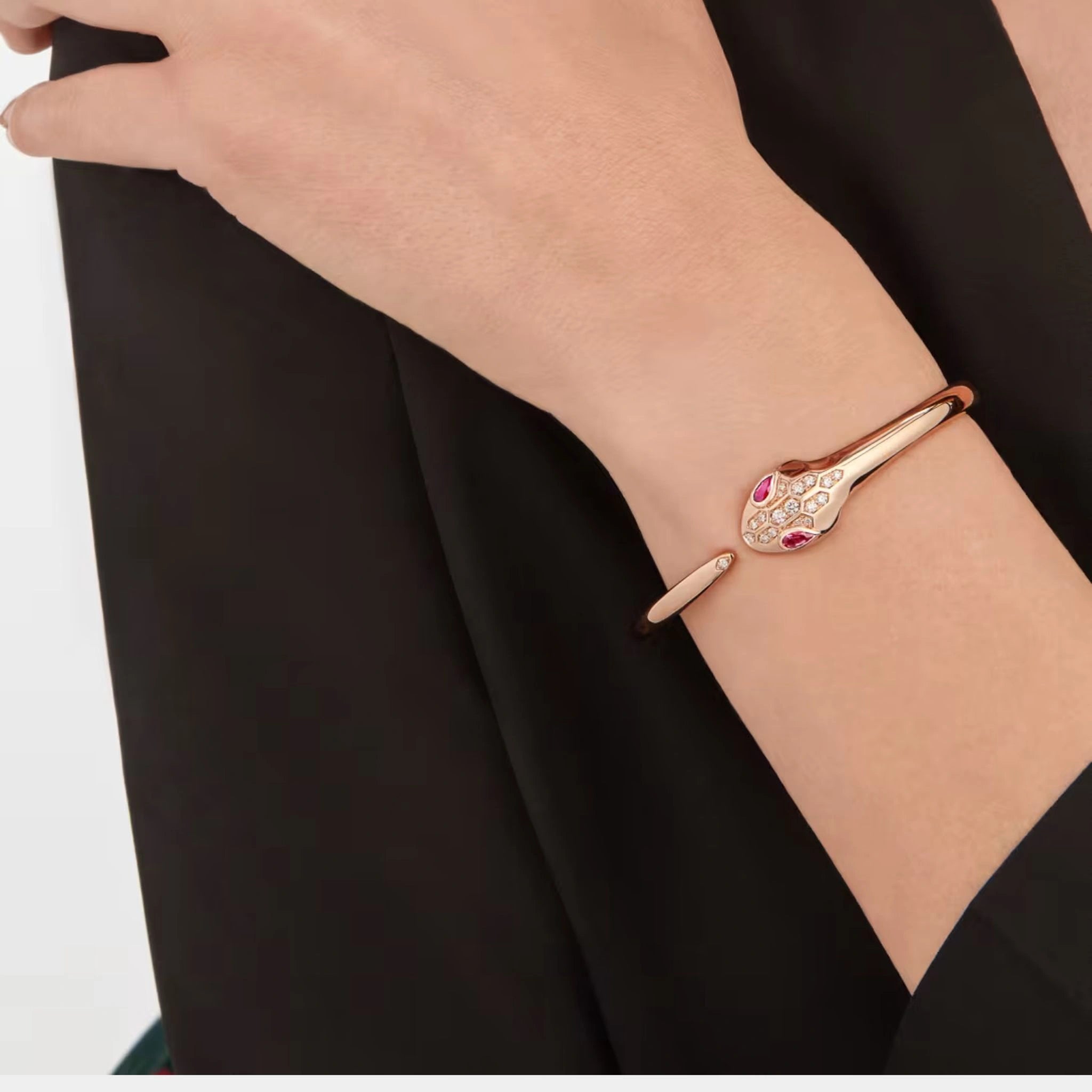 Serpenti Seduttori Diamond-Rubellite Bracelet, Model, Rose Gold