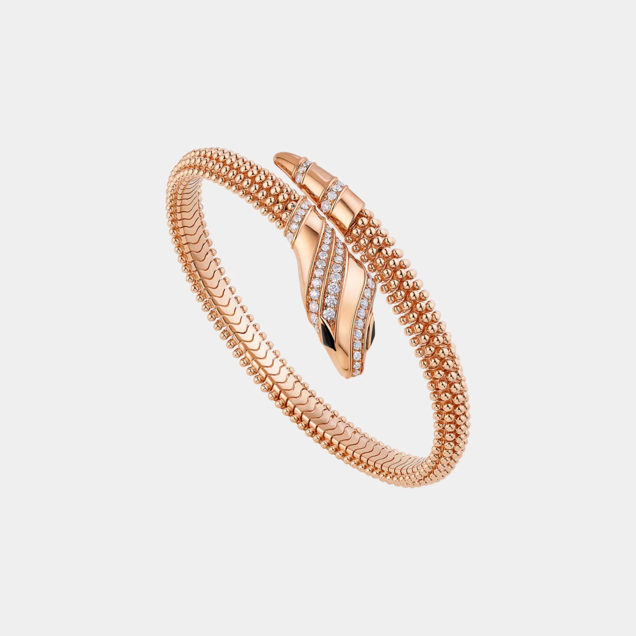 Bvlgari Serpenti Bracelet Single Coil with Diamonds & Black Onyx, Front
