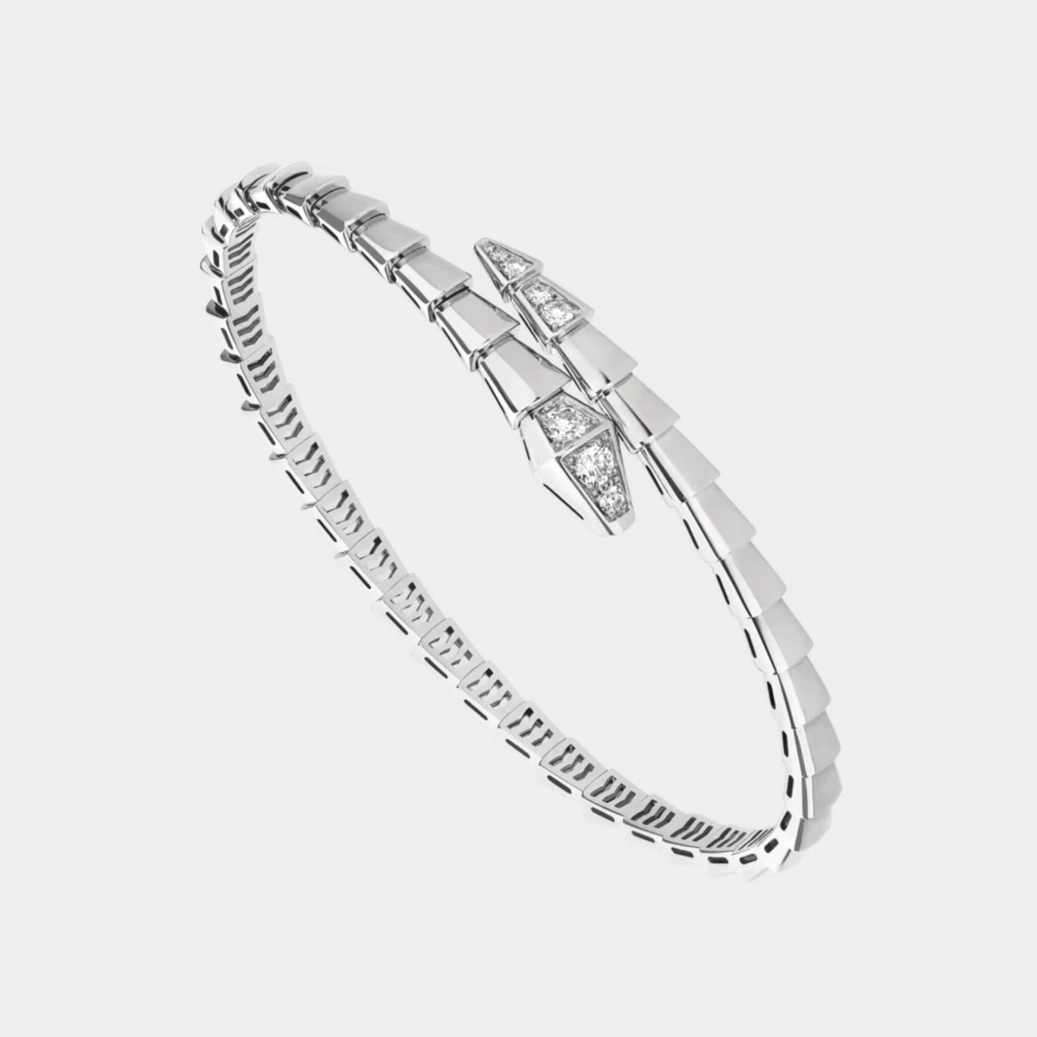 Serpenti Viper Bracelet Diamonds, White Gold, Front