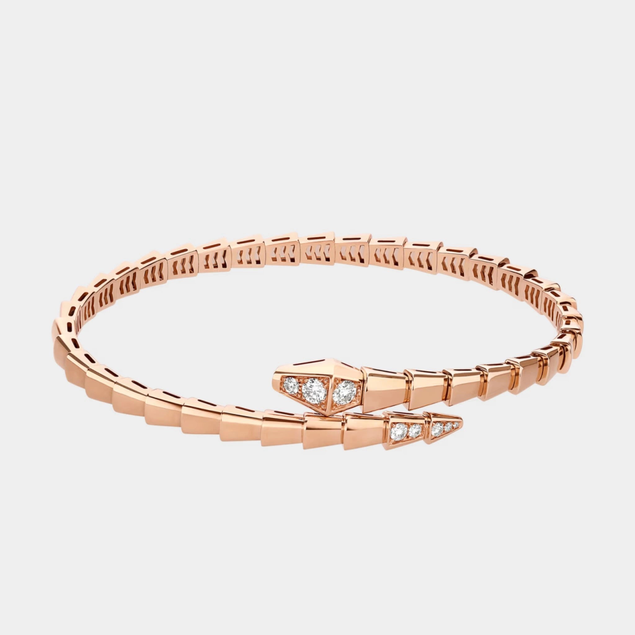 Serpenti Viper Bracelet Diamonds, Rose Gold, Side