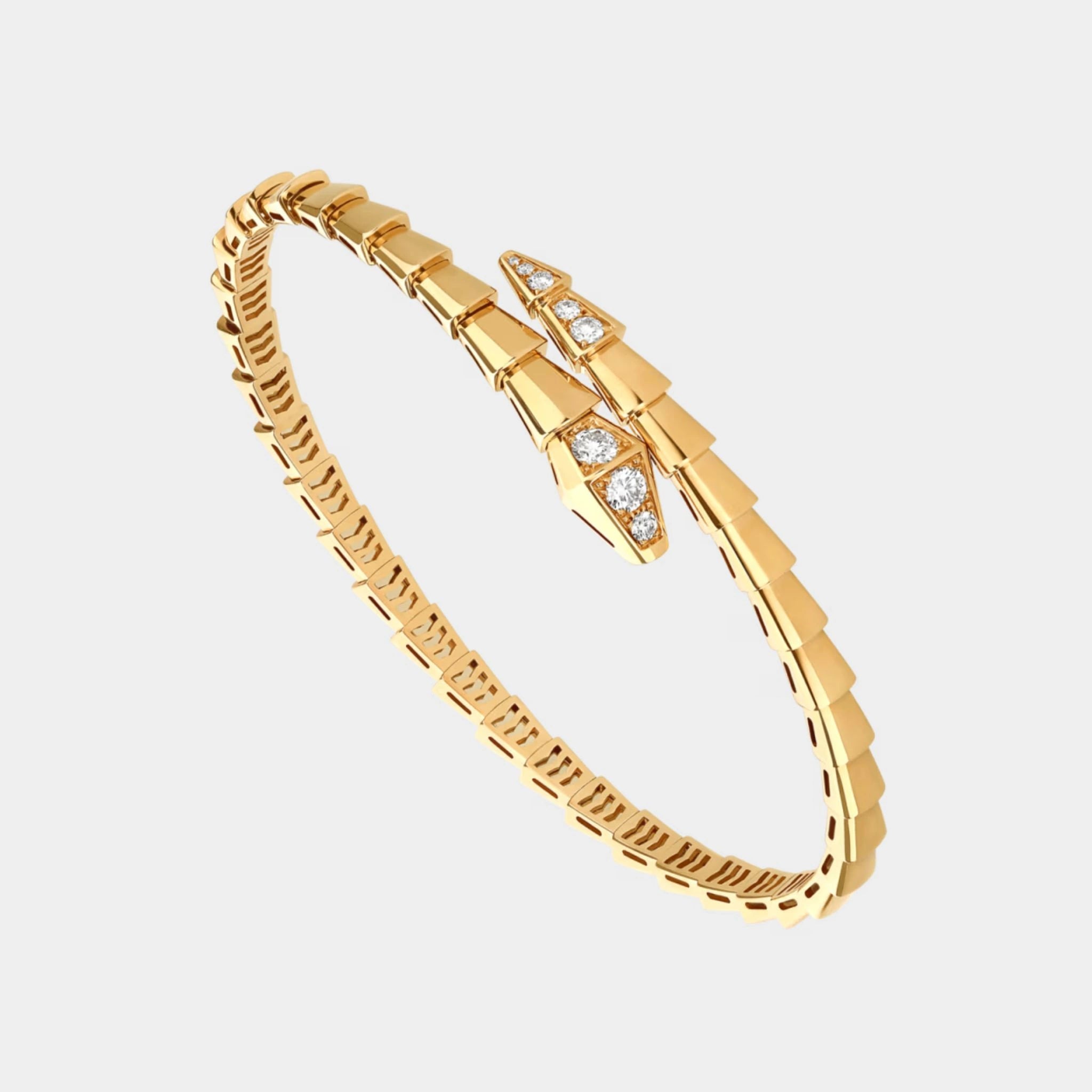 Serpenti Viper Bracelet Diamonds, Yellow Gold, Front
