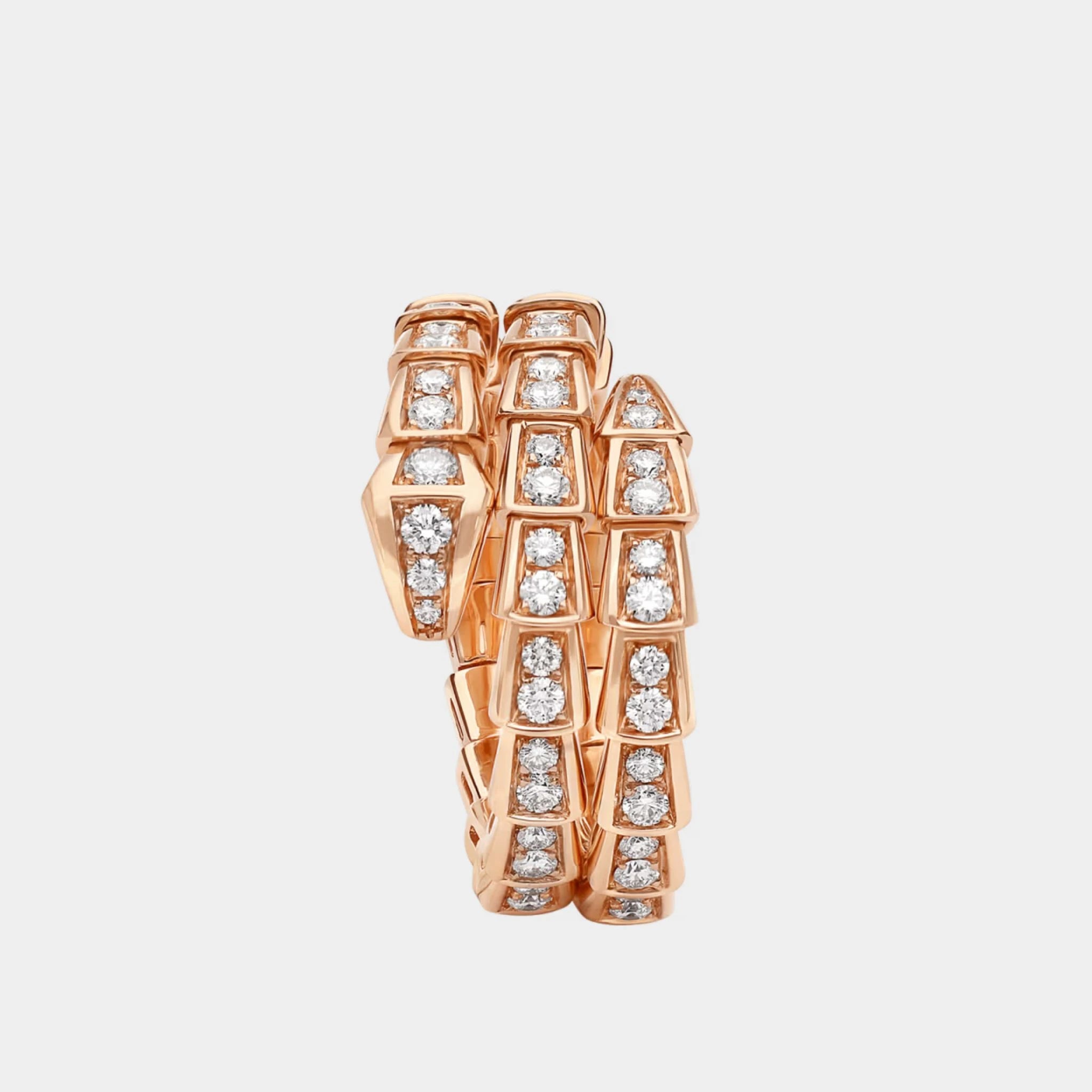 Bvlgari Serpenti Viper Diamond Ring 2 loops, Rose gold, Front