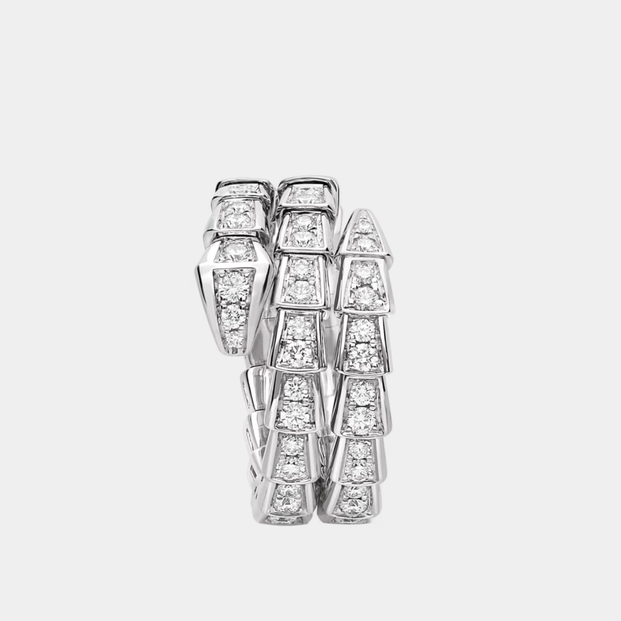 Bvlgari Serpenti Viper Diamond Ring 2 loops, White gold, Front