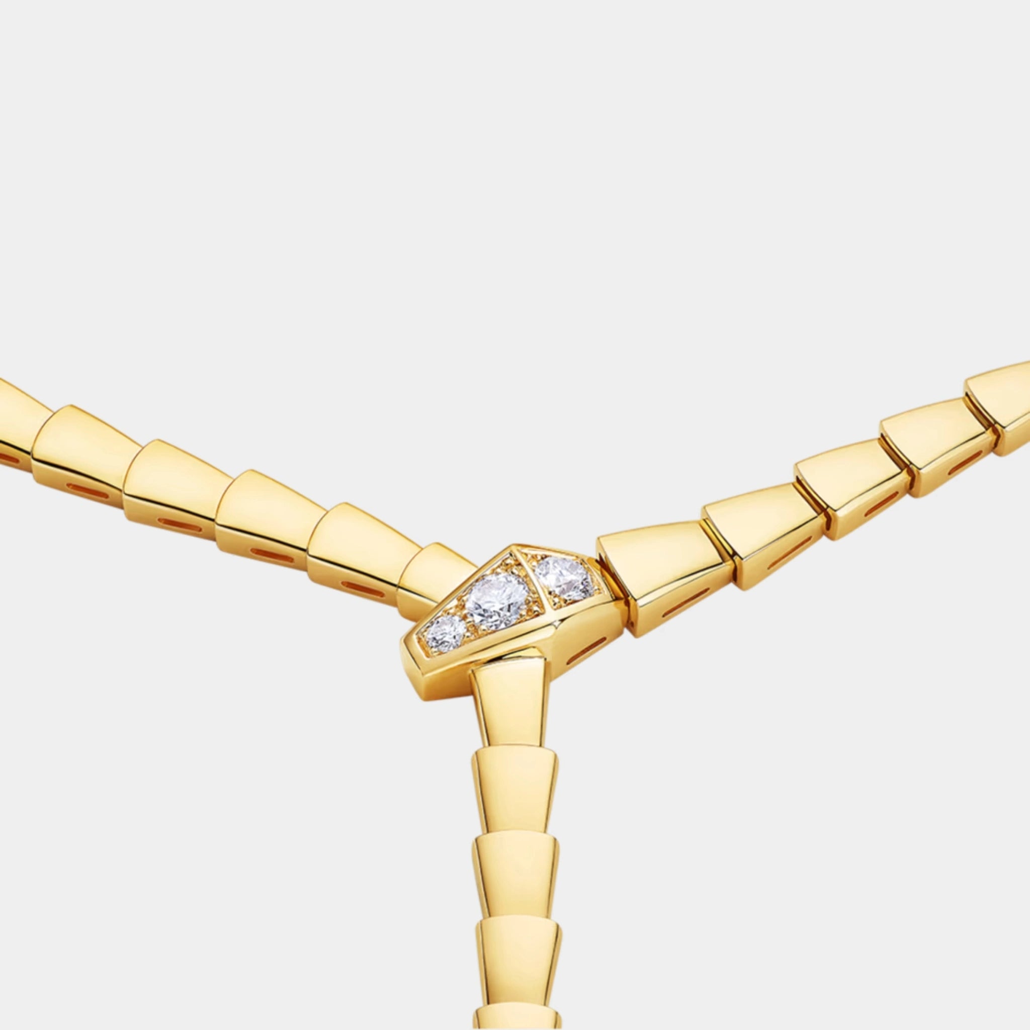 Bvlgari Serpenti Viper Necklace with Demi Pave Diamonds, Yellow Gold, Close