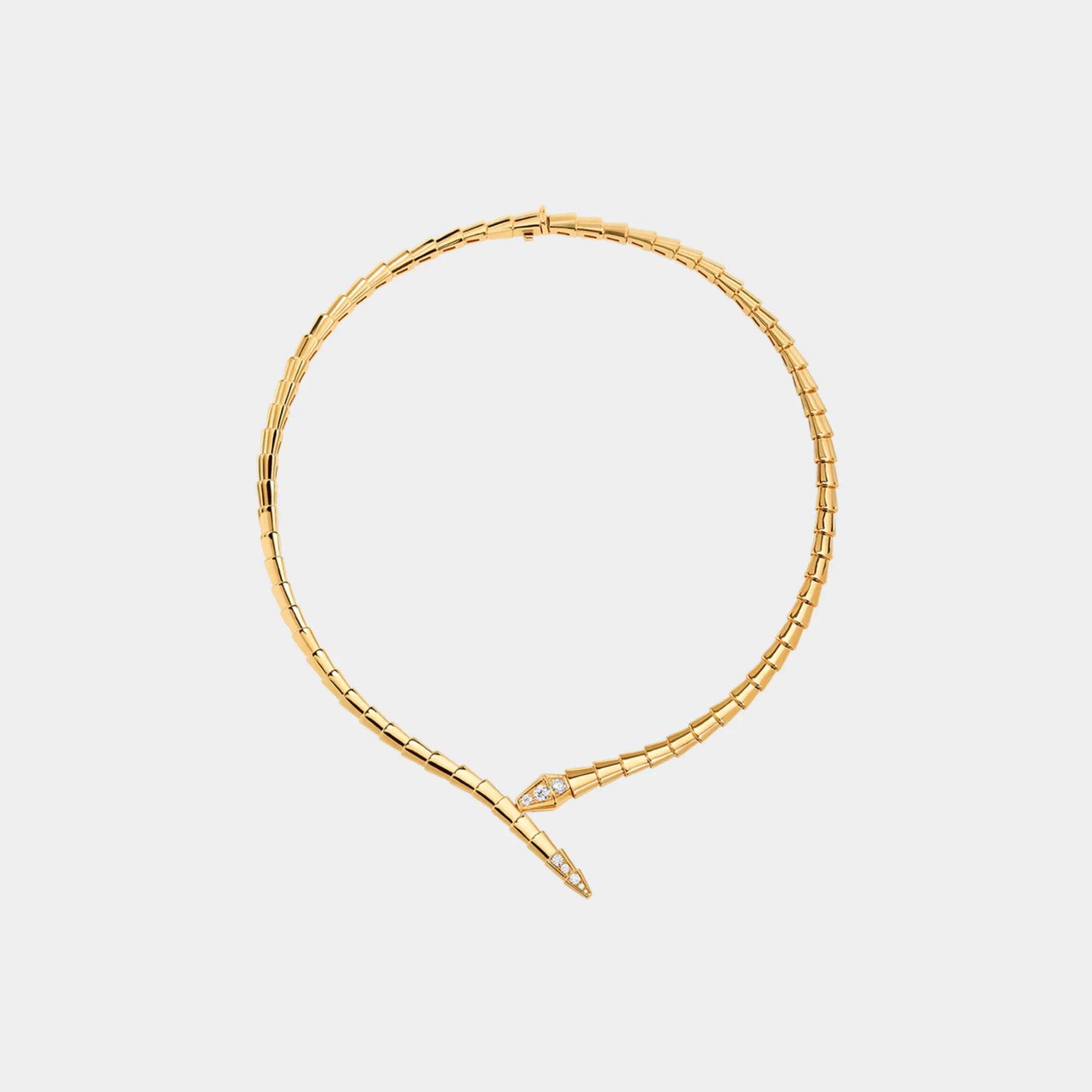 Bvlgari Serpenti Viper Necklace with Pave Diamonds, Yellow Gold, Front