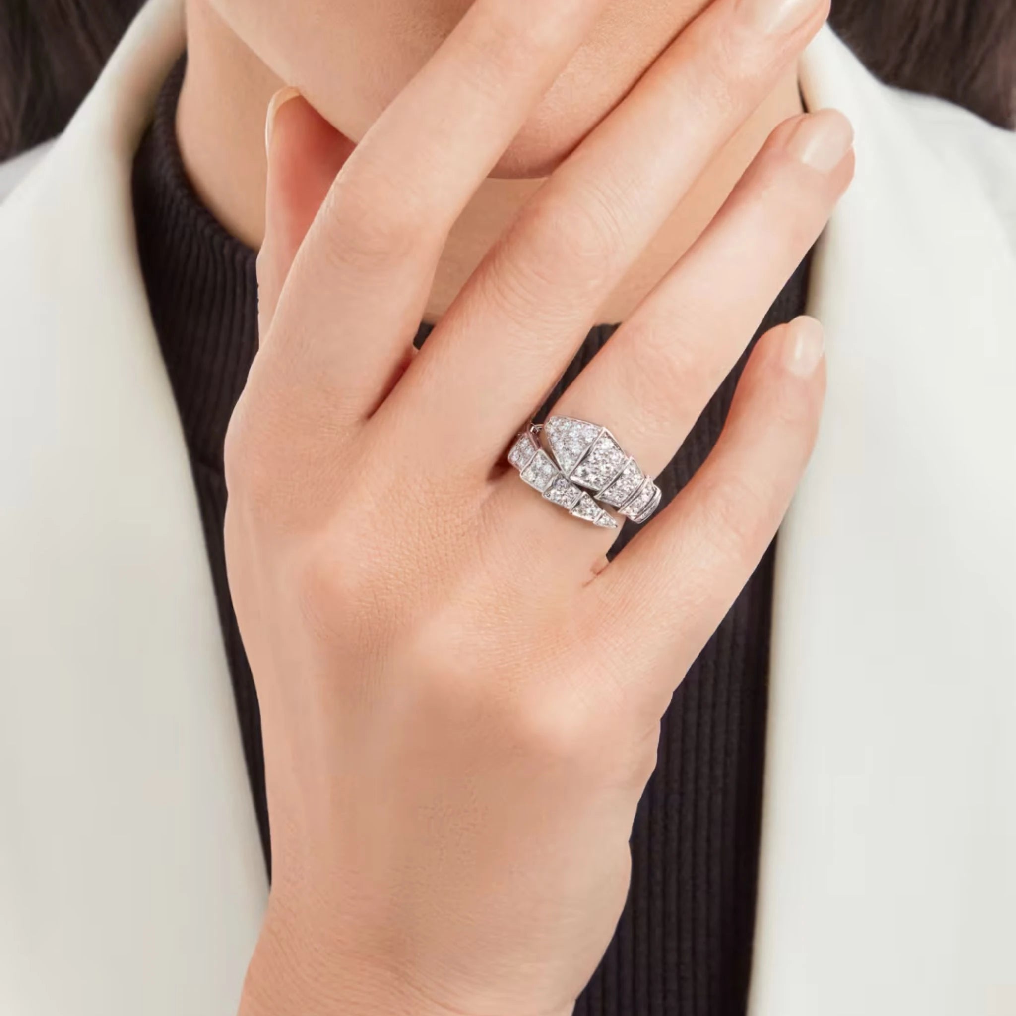 Serpenti Viper White Gold Diamond Ring, Model