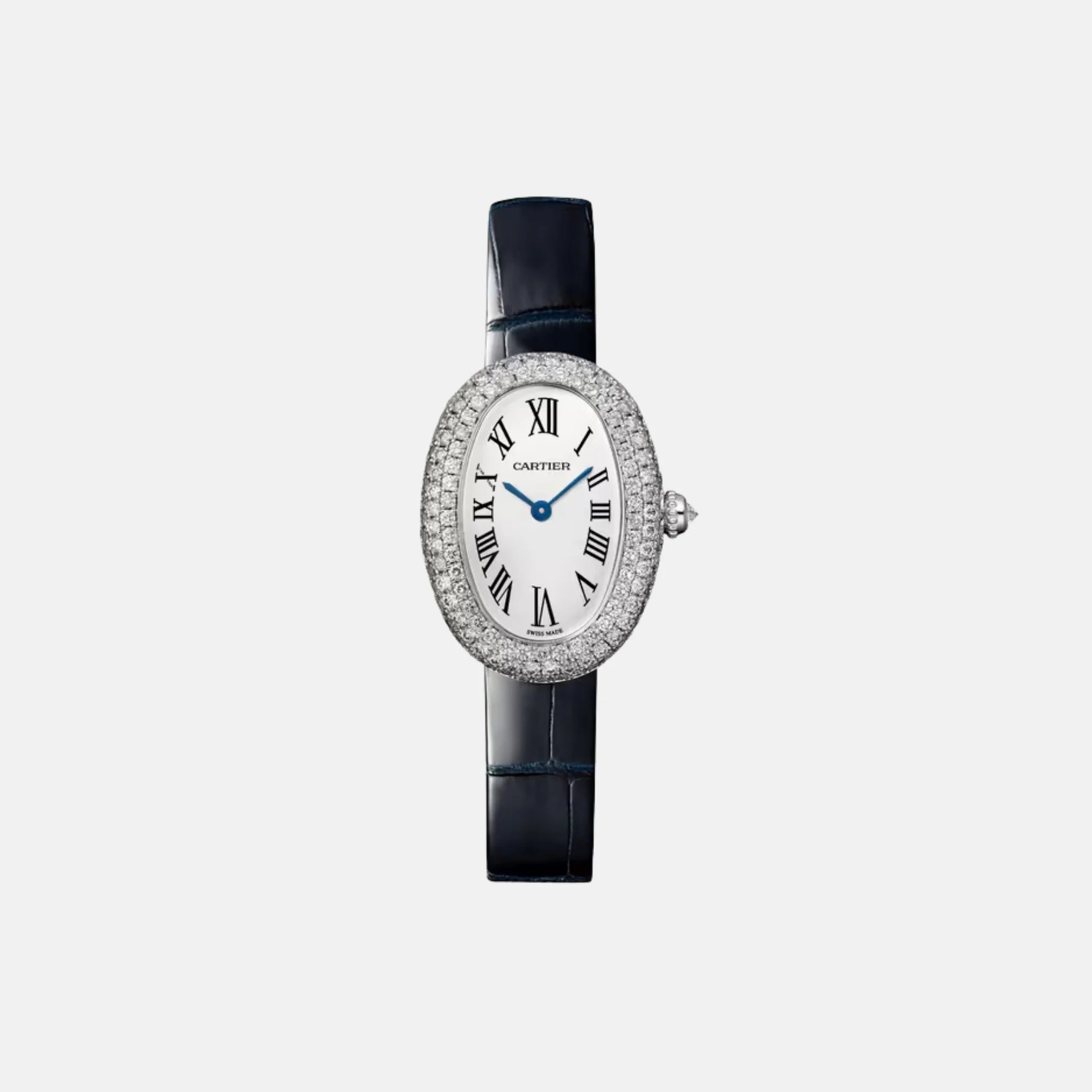 Cartier Baignoire Small 18K White Gold Diamond Set WJBA0049, Front
