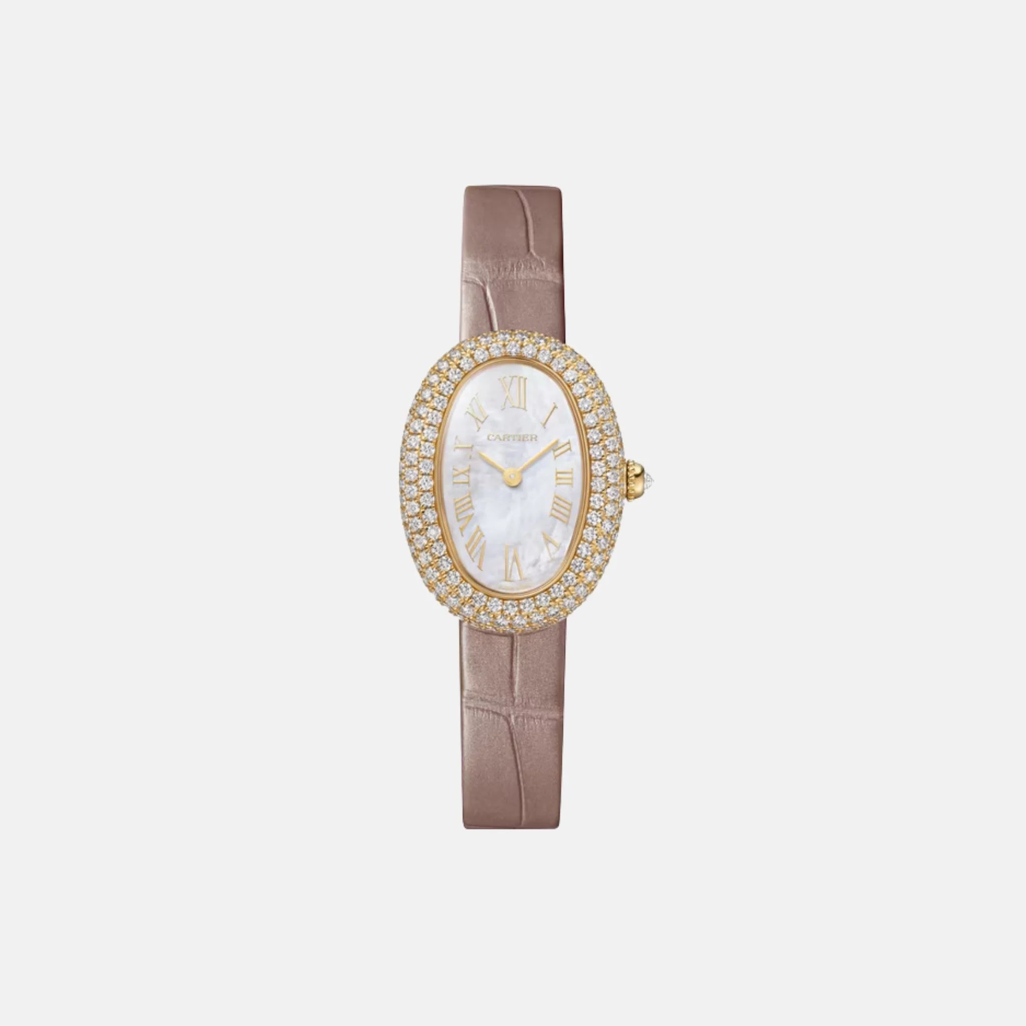 Cartier Baignoire Small 18K Yellow Gold Diamond Set WJBA0048, Front
