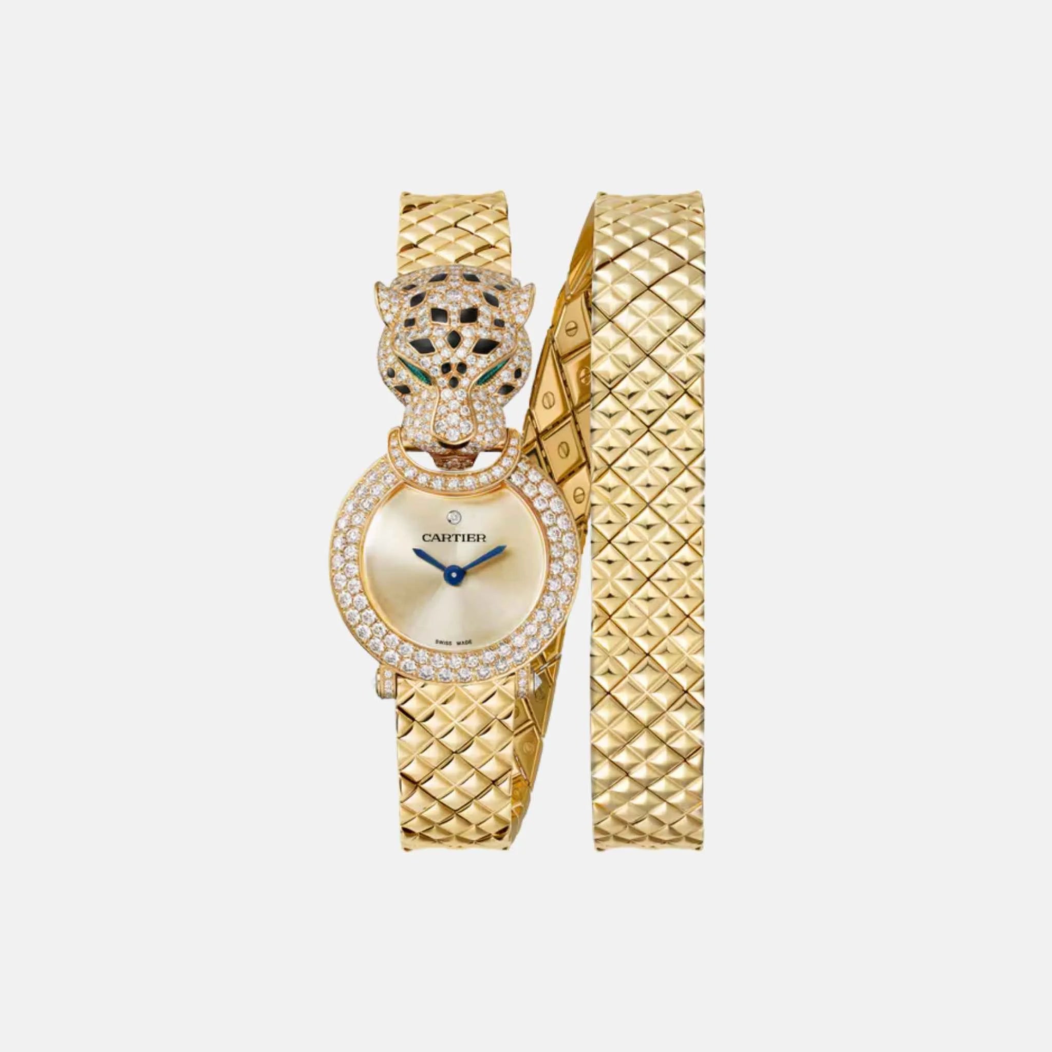 Cartier Panthere Yellow Gold Diamond Panther Head Double Loop HPI01511, Front