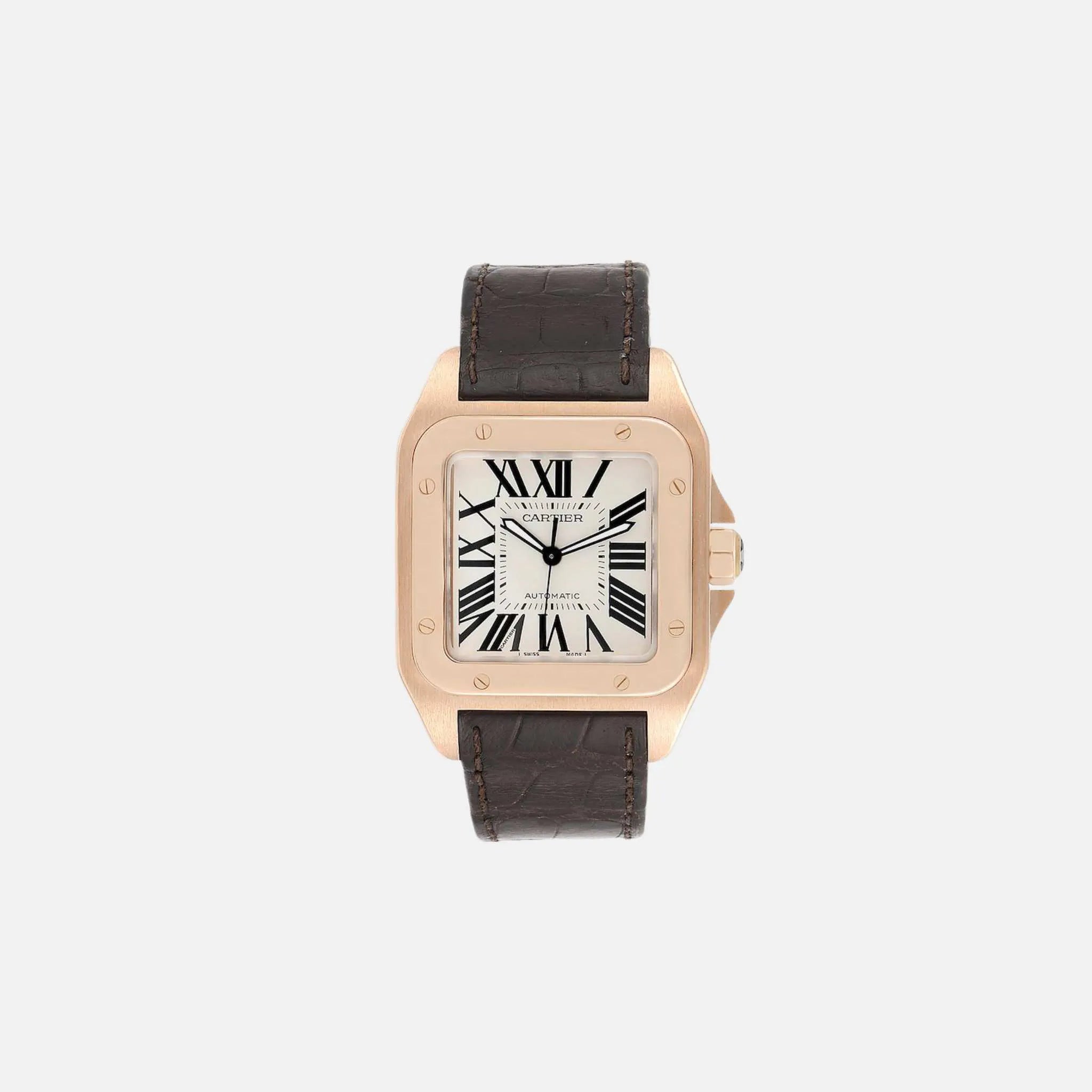 Cartier Santos 100 Large Rose Gold - Leather 38mm W20095Y1, Front