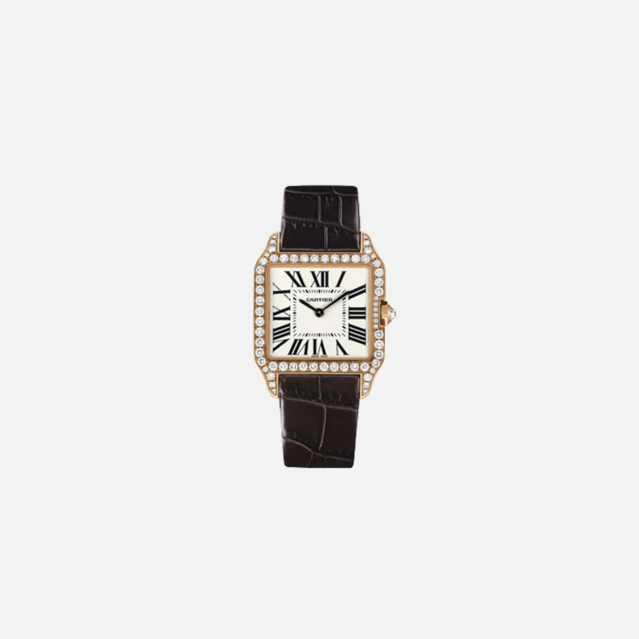Cartier Santos Dumont Rose Gold/Diamond - Leather 44.6x34.6 mm WH100751, Front