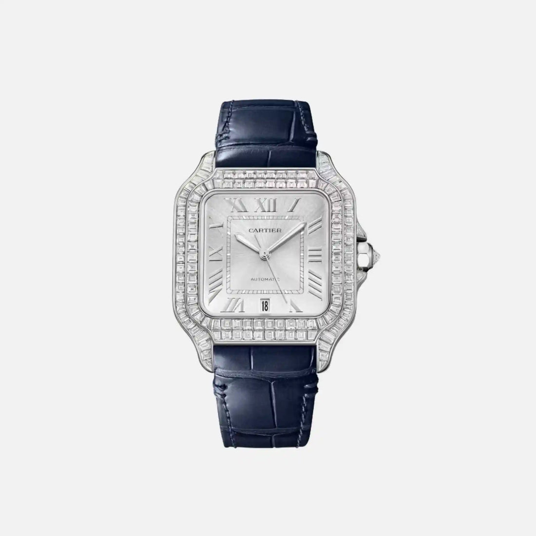 Cartier Santos Large Model Rhodium White Gold Diamond Set HPI01687, Front