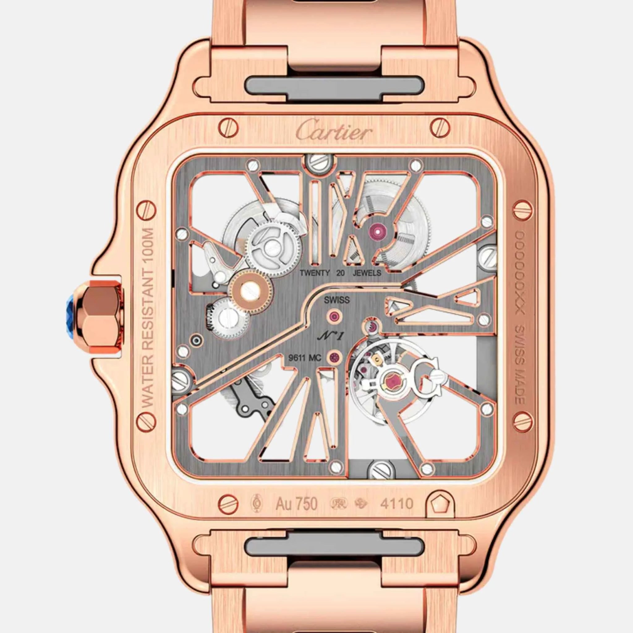 Cartier Santos Skeleton Large Model 18K Rose Gold WHSA0016, Back