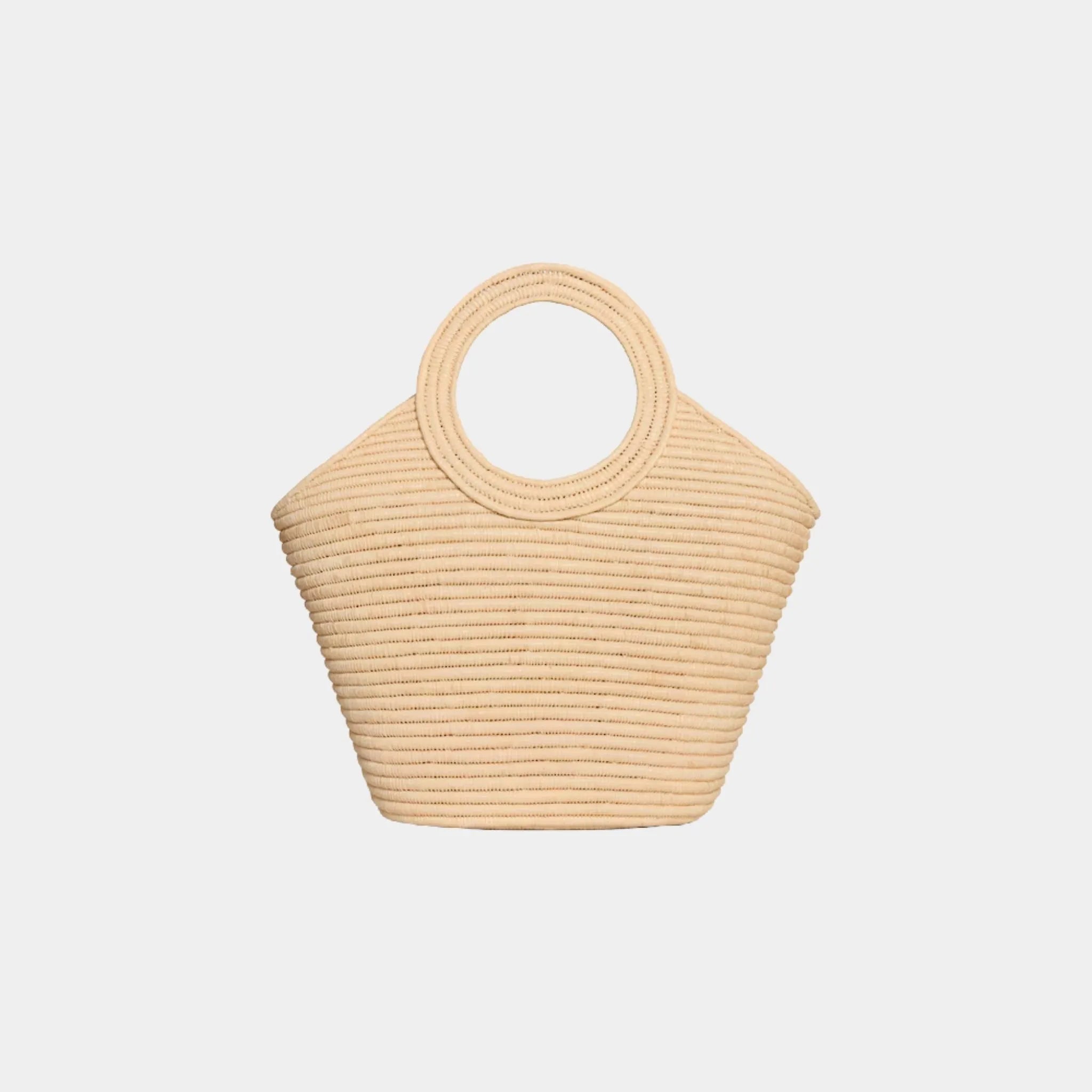 Celine Braided Panier in Raffia, Natural, Back