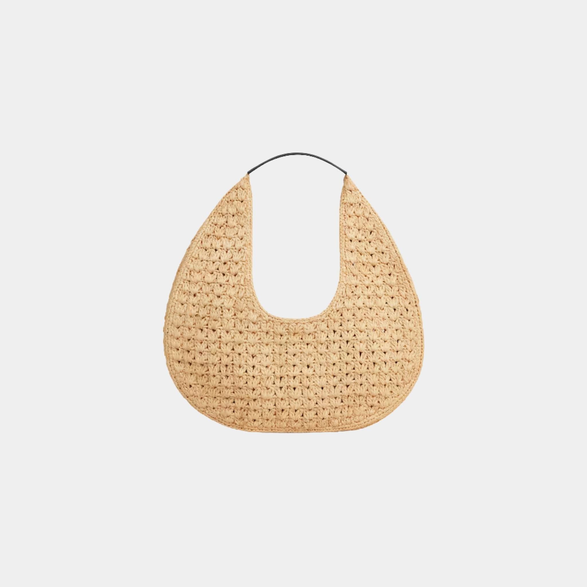 Celine Classic Panier Hobo Bag in Raffia and Calfskin, Naturel, Noir, Back