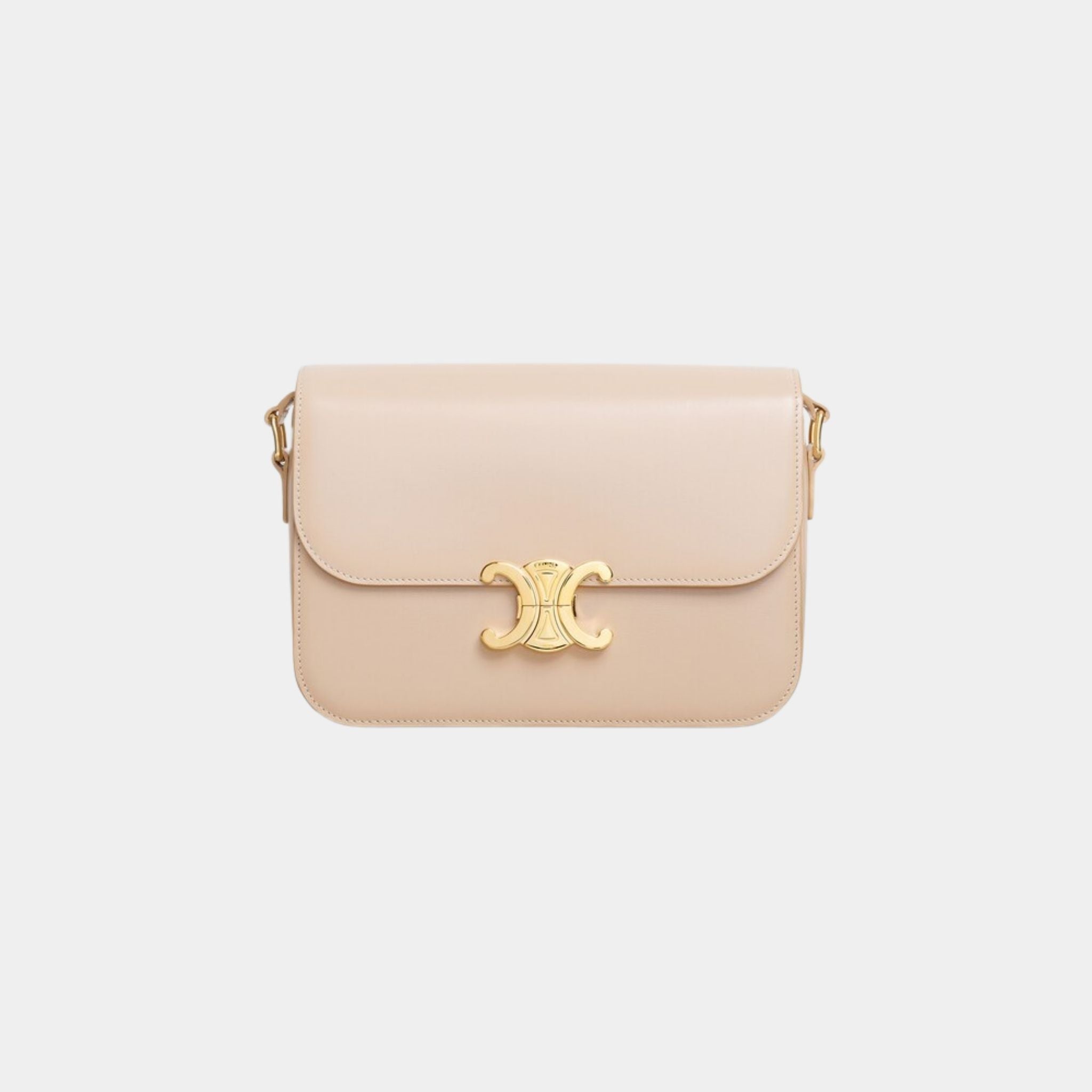 Celine Classique Triomphe Bag In Shiny Calfskin Handbag, Nude