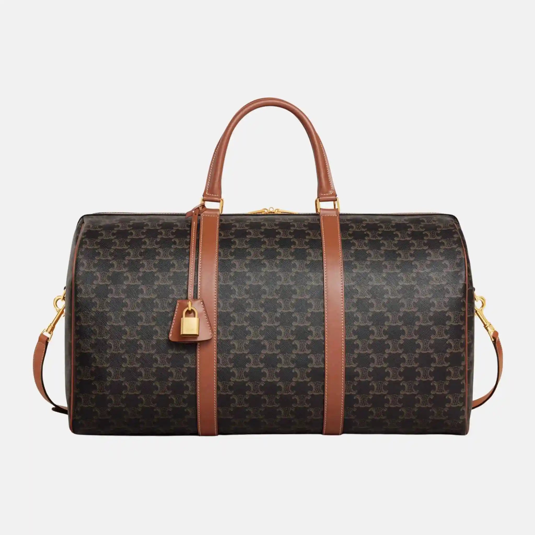 Celine Large Travel Bag In Triomphe Canvas And Calfskin, Front