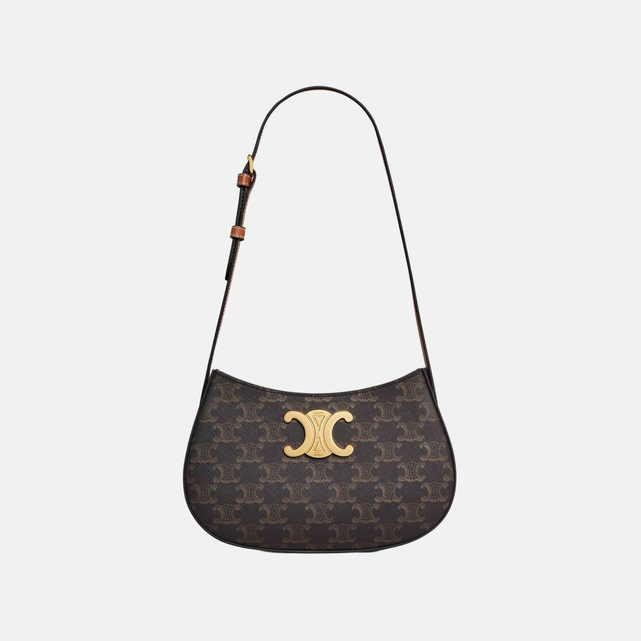 Celine Medium Tilly Bag In Triomphe Canvas And Calfskin, Front