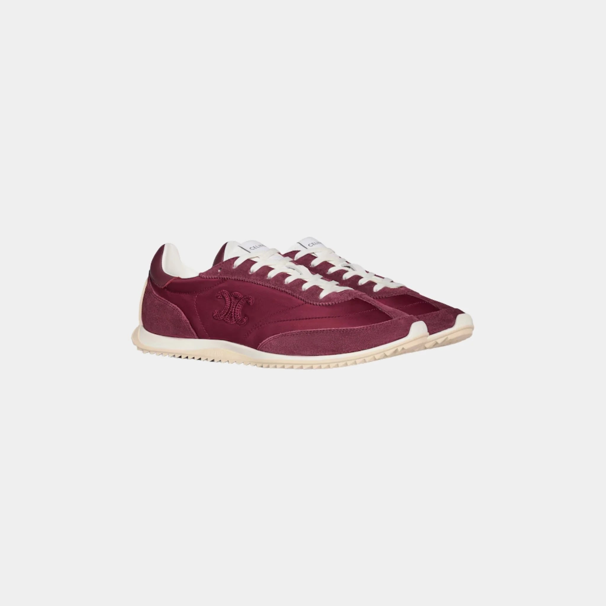 Celine Racer Sneaker With Triomphe in Nylon, Suede & Calfskin, Burgundy, Front