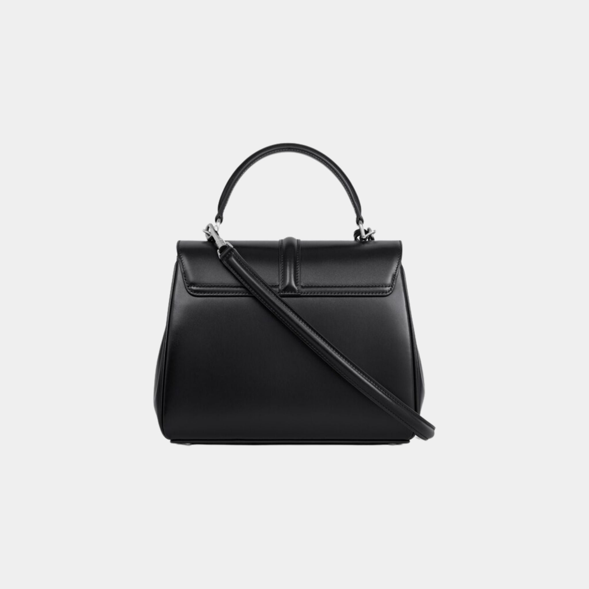 Celine Small 16 Bag In Satinated Calfskin Handbag, Black Silver, Back