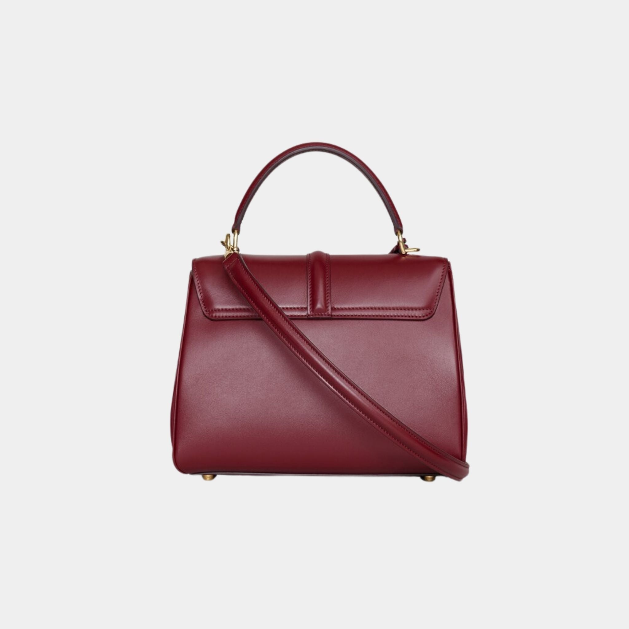 Celine Small 16 Bag In Satinated Calfskin Handbag, Bordeaux, Back