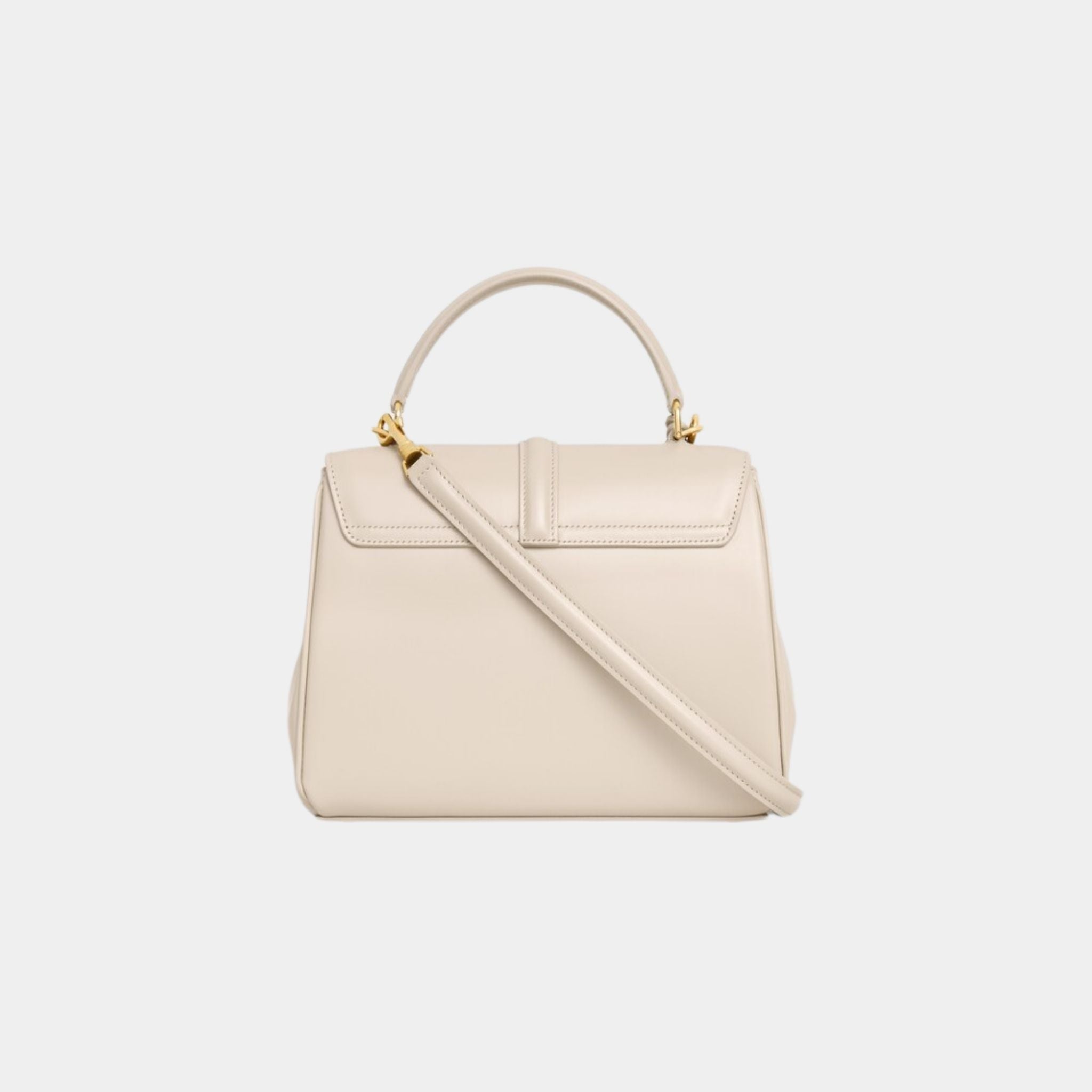 Celine Small 16 Bag In Satinated Calfskin Handbag, Pale Beige, Back