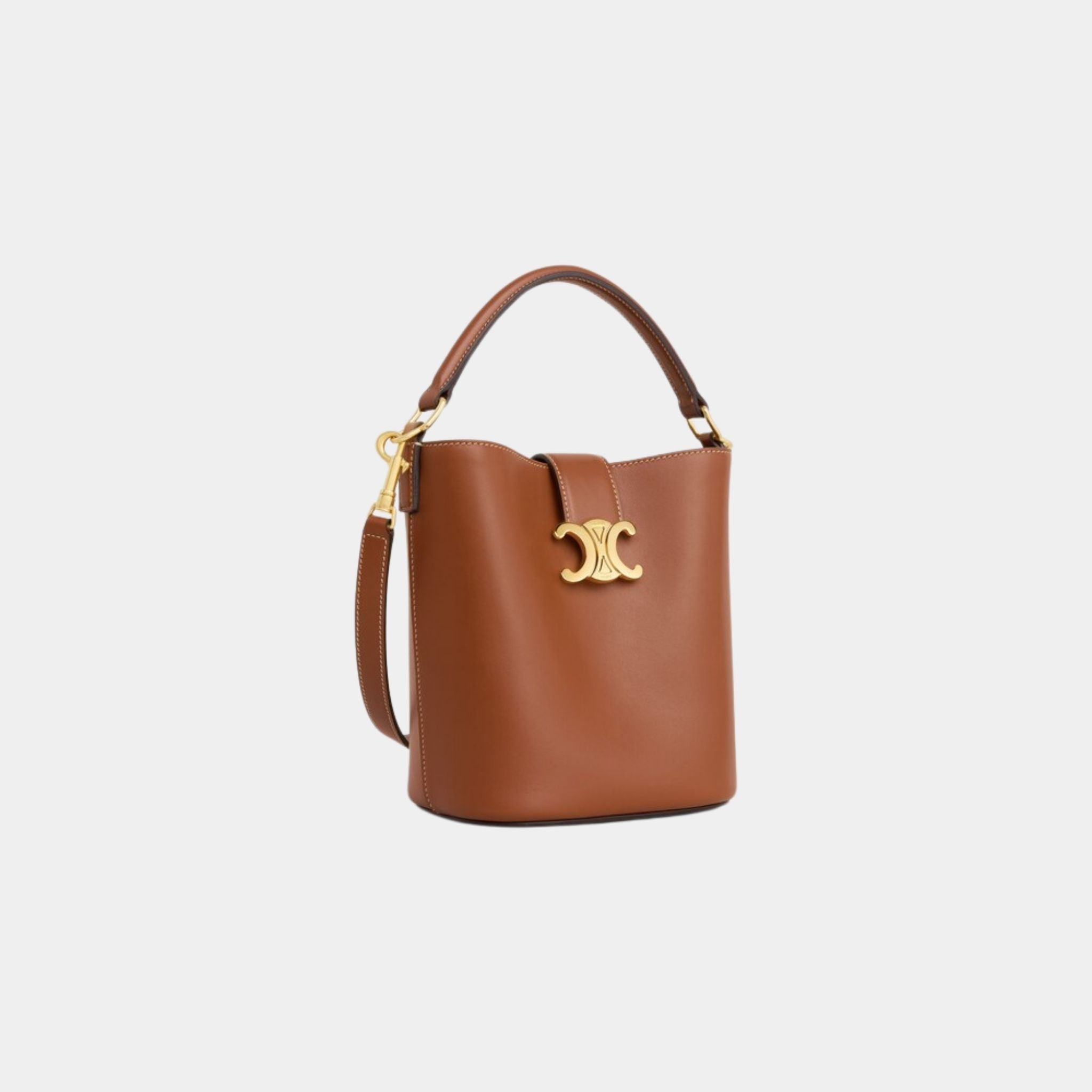 Celine Small Bucket Louise in Smooth Calfskin, Tan, Side
