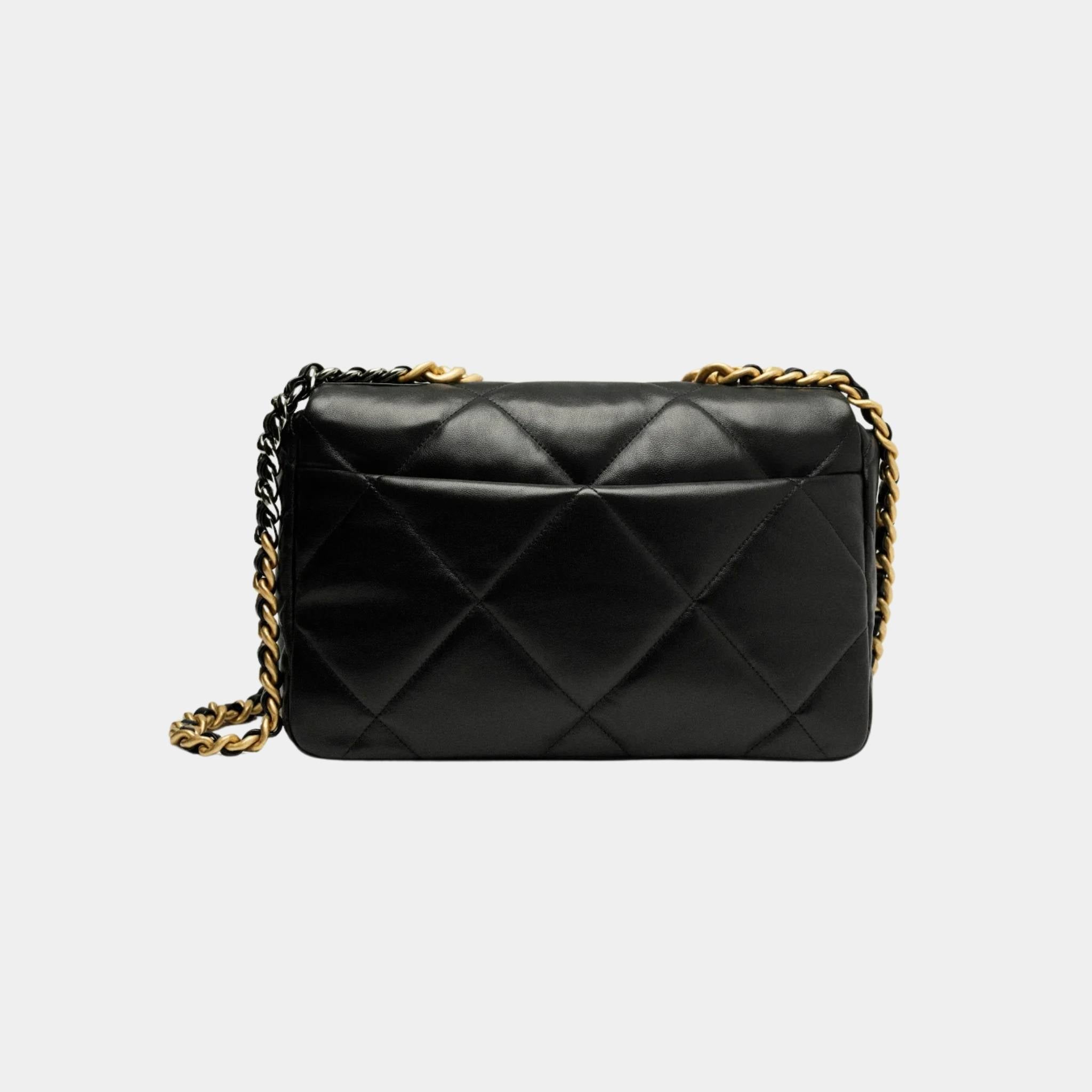 CHANEL 19 Large Handbag Shiny Lambskin, Back