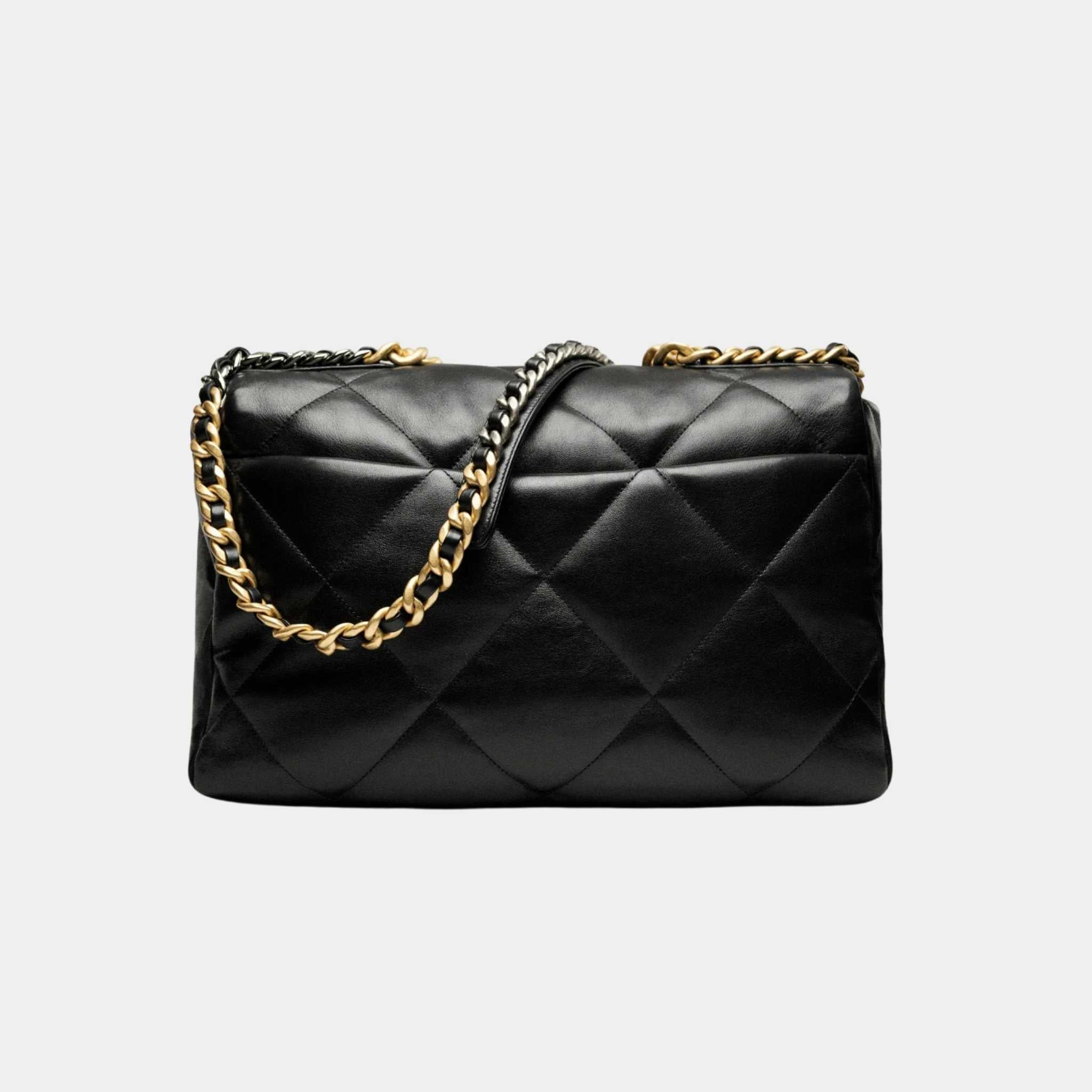 CHANEL 19 Maxi Handbag Shiny Lambskin, Back
