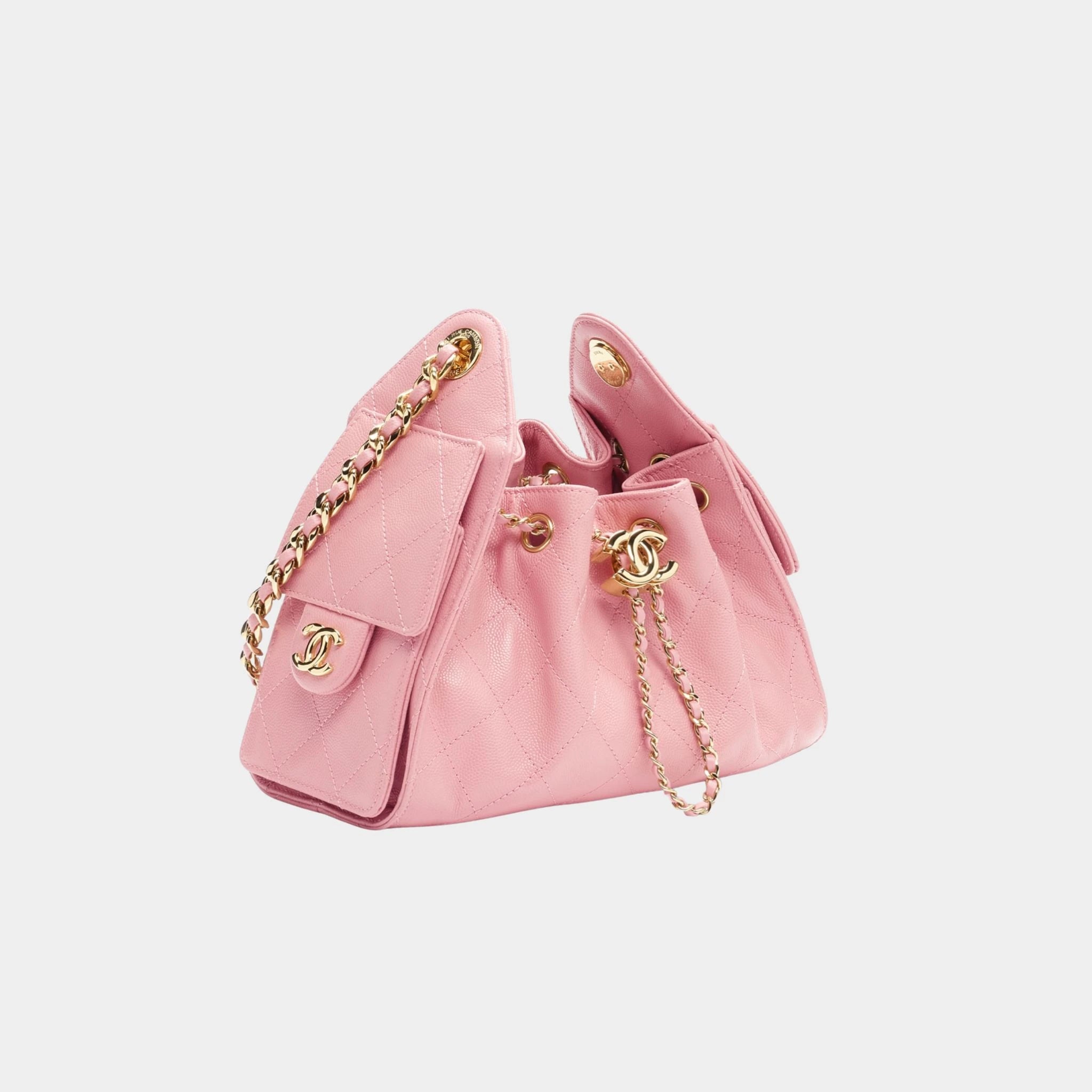 Chanel 25 Mini Handbag Gained Calfskin & Gold-Tone Metal Light Pink